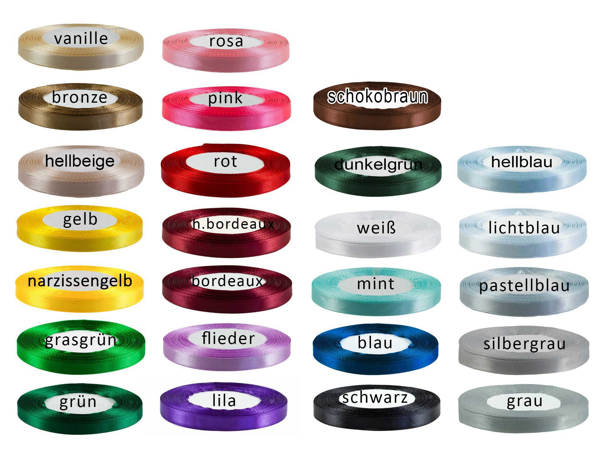 maDDma Satinband 22,5m Satinband 10mm Dekoband Geschenkband Schmuckband, schwarz