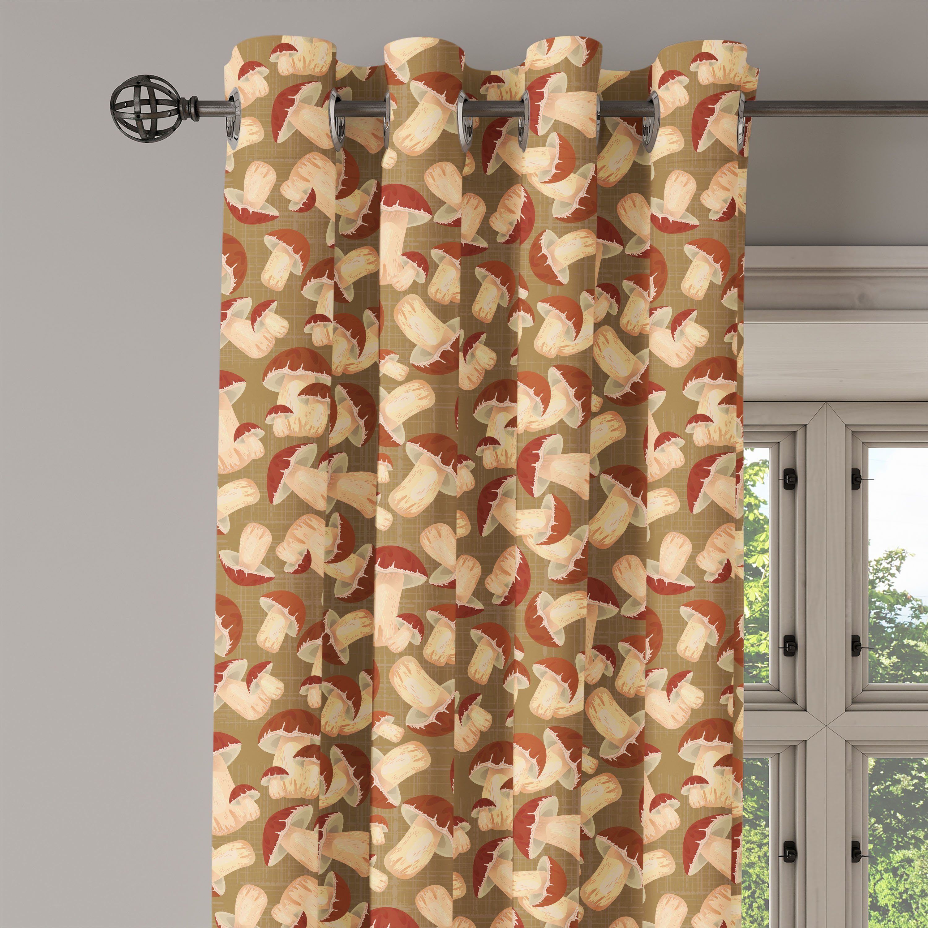 Dekorative Ernte Wohnzimmer, für Gardine Grunge Abakuhaus, Farm 2-Panel-Fenstervorhänge Schlafzimmer Pilz