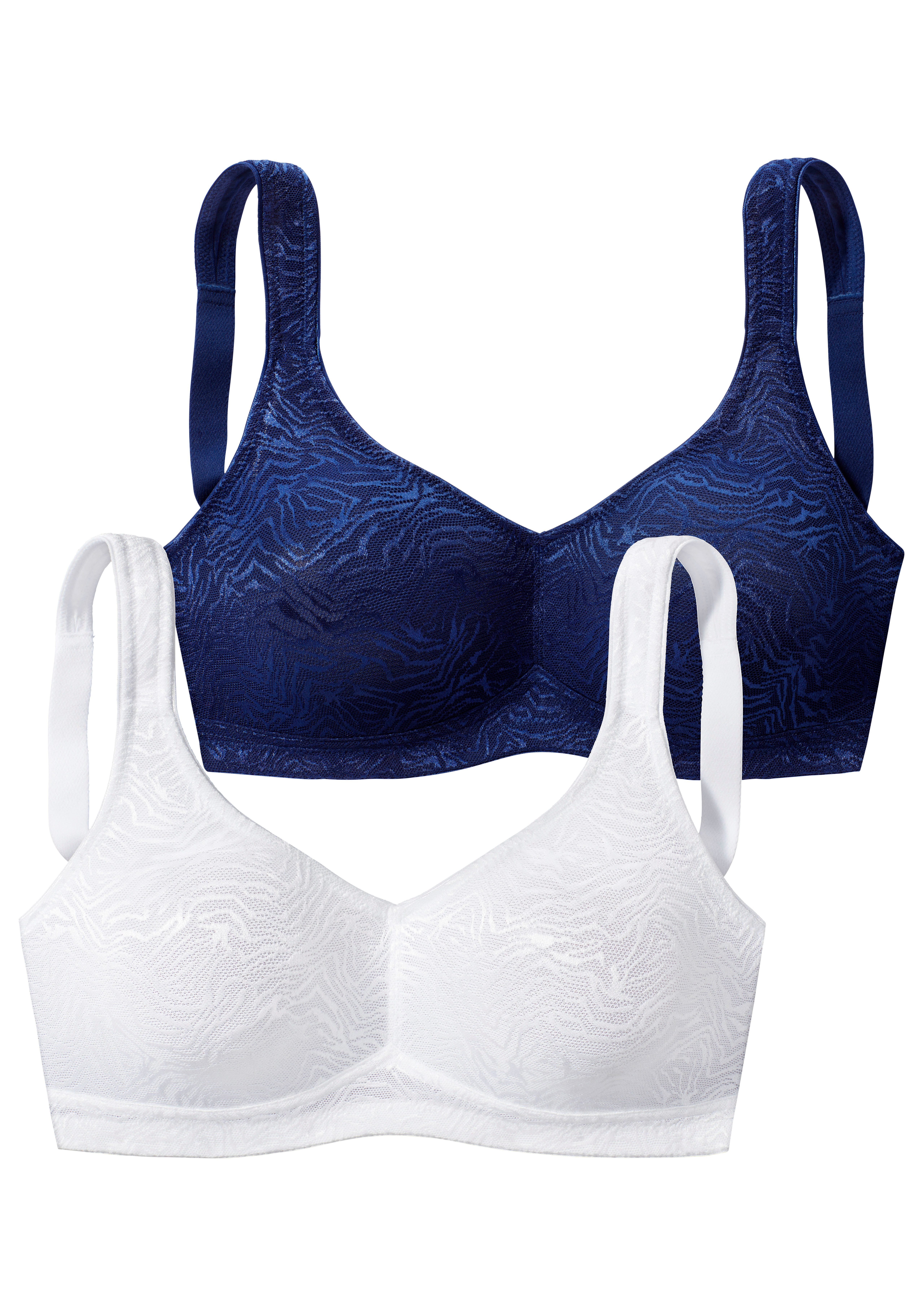 petite fleur by Lascana Soft-BH (Packung, 2 Stück) ohne Bügel aus glänzendem Jacquard im Animal-Design – große Größen