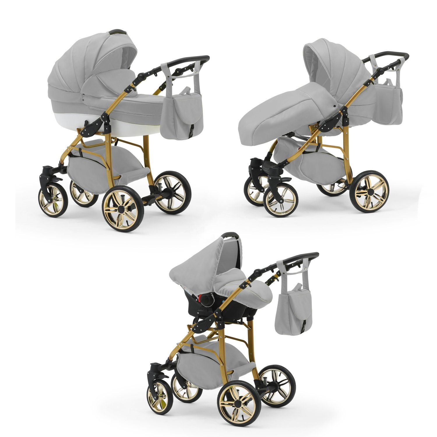 Kombi-Kinderwagen Neo Gold 4 in 1 inkl. Sportsitz, Autositz und Zubehör in 22 Farben