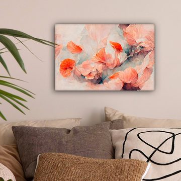 OneMillionCanvasses® Leinwandbild Blumen - Blätter - Pflanzen - Rosa, (1 St), Wandbild Leinwandbilder, Aufhängefertig, Wanddeko, 30x20 cm