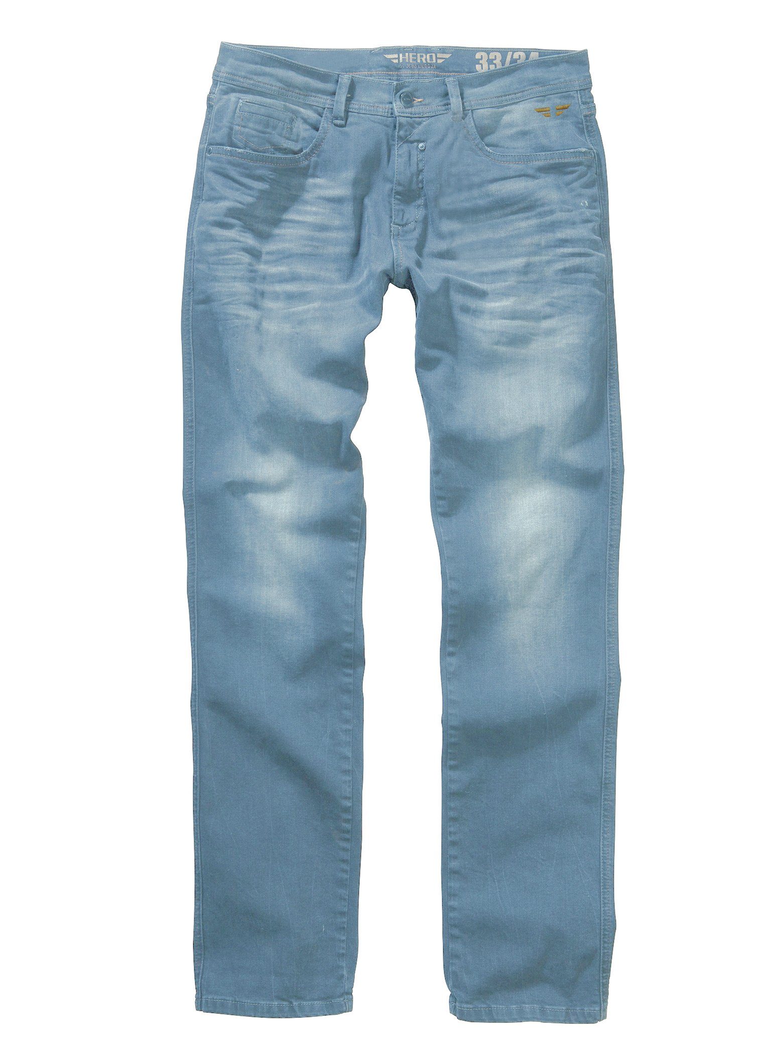 Versandkostenfreier Markt HERO by John Medoox Slim-fit-Jeans - Hose Blue HERO Slim - PORTLAND stone Stretch Straight Fit used Jeans