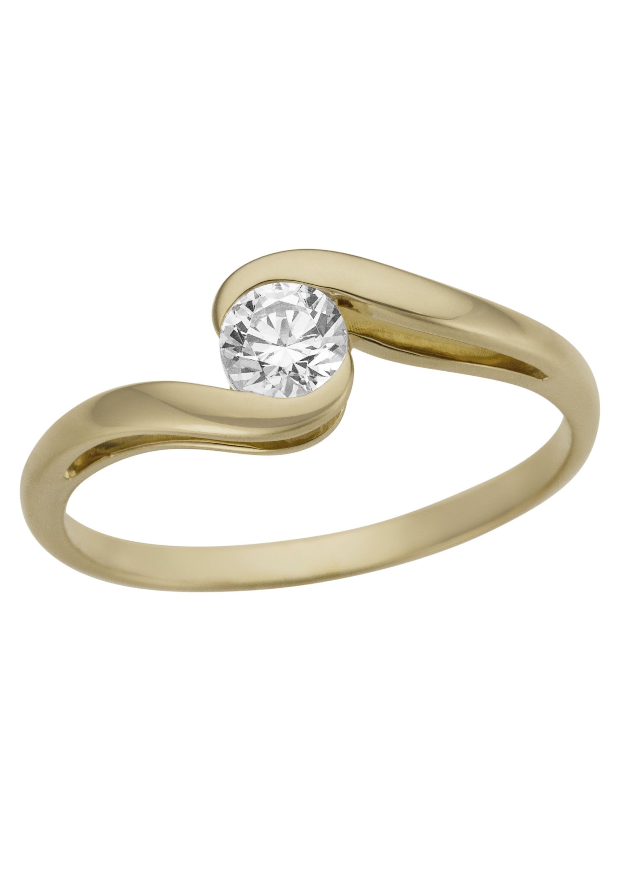 Firetti Goldring Schmuck Geschenk Gold 333 Damenring Verlobungsring Goldring Solitär, mit Zirkonia (synth)