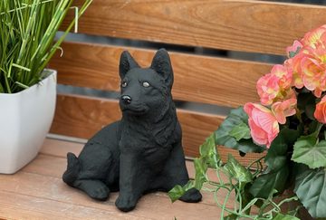 Stone and Style Gartenfigur Steinfigur Schäferhund klein in schwarz
