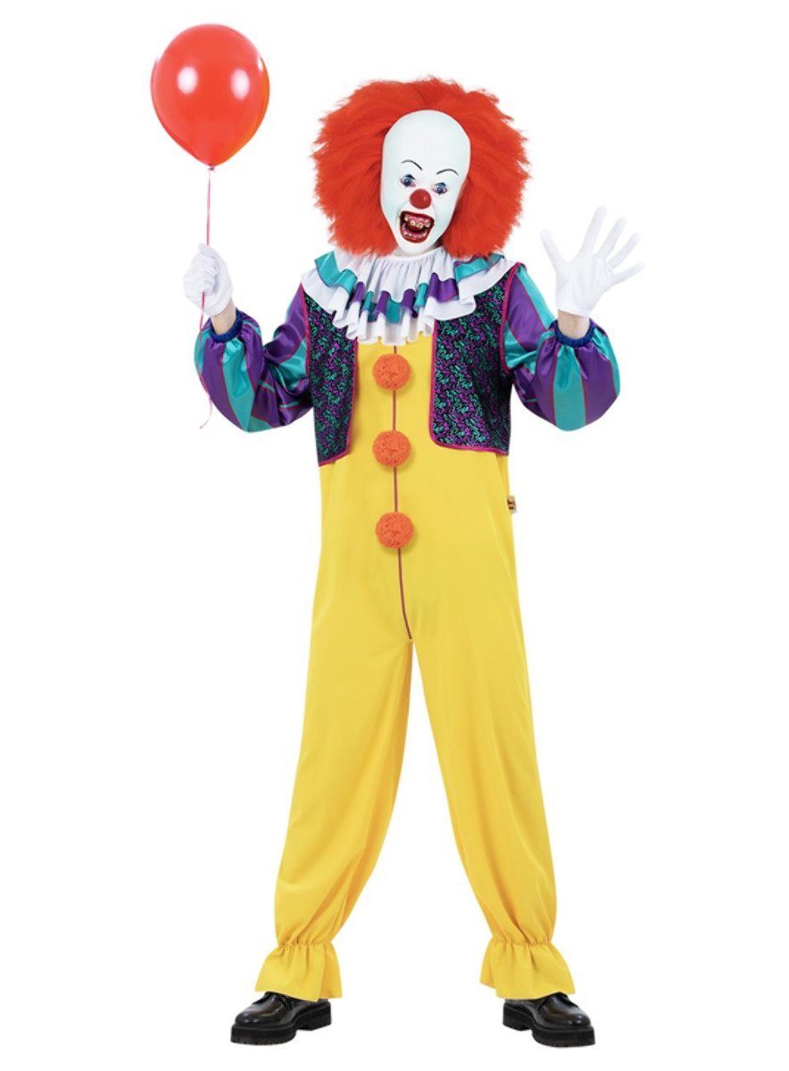Smiffys Clown-Kostüm Pennywise 1990 Kostüm - Halloween Kostüm Herren, Offizielles Kostüm des originalen Horrorfilms 'Es' von Stephen King