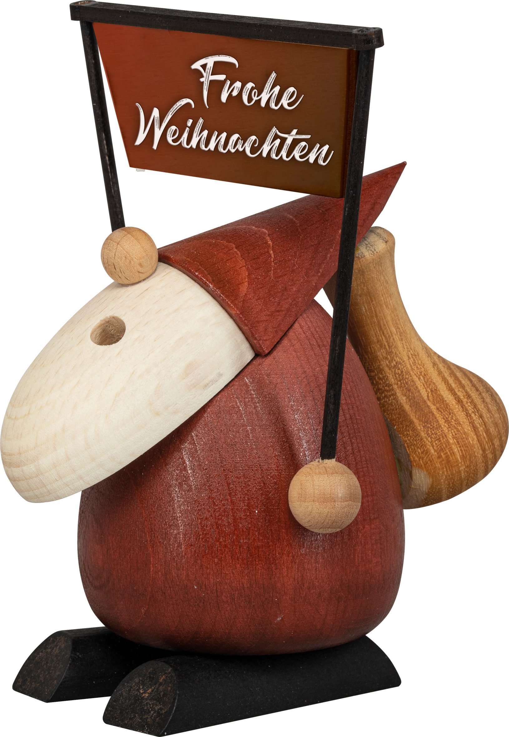 SAICO Original Räuchermännchen Räucherfigur - Weihnachtsmann Frohe Weihnachten - für Räucherkerzen M, aus Erzgebirgischer Handarbeit - hochwertiges Holz - Made in Germany