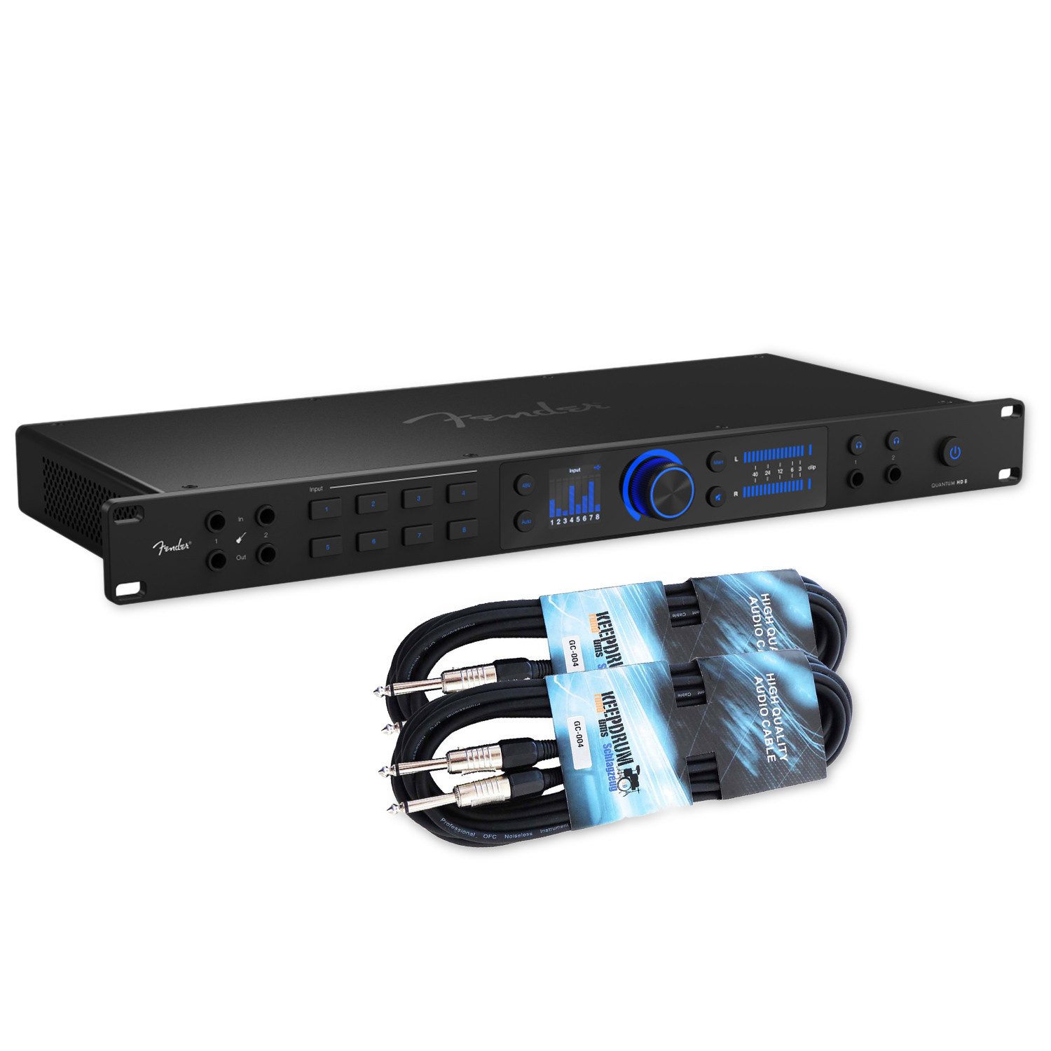 Fender Fender Audio-Interface Quantum HD 8 26-Kanal mit 2x Kabel Digitales Aufnahmegerät (Vorteils-Set mit Klinkenkabel)