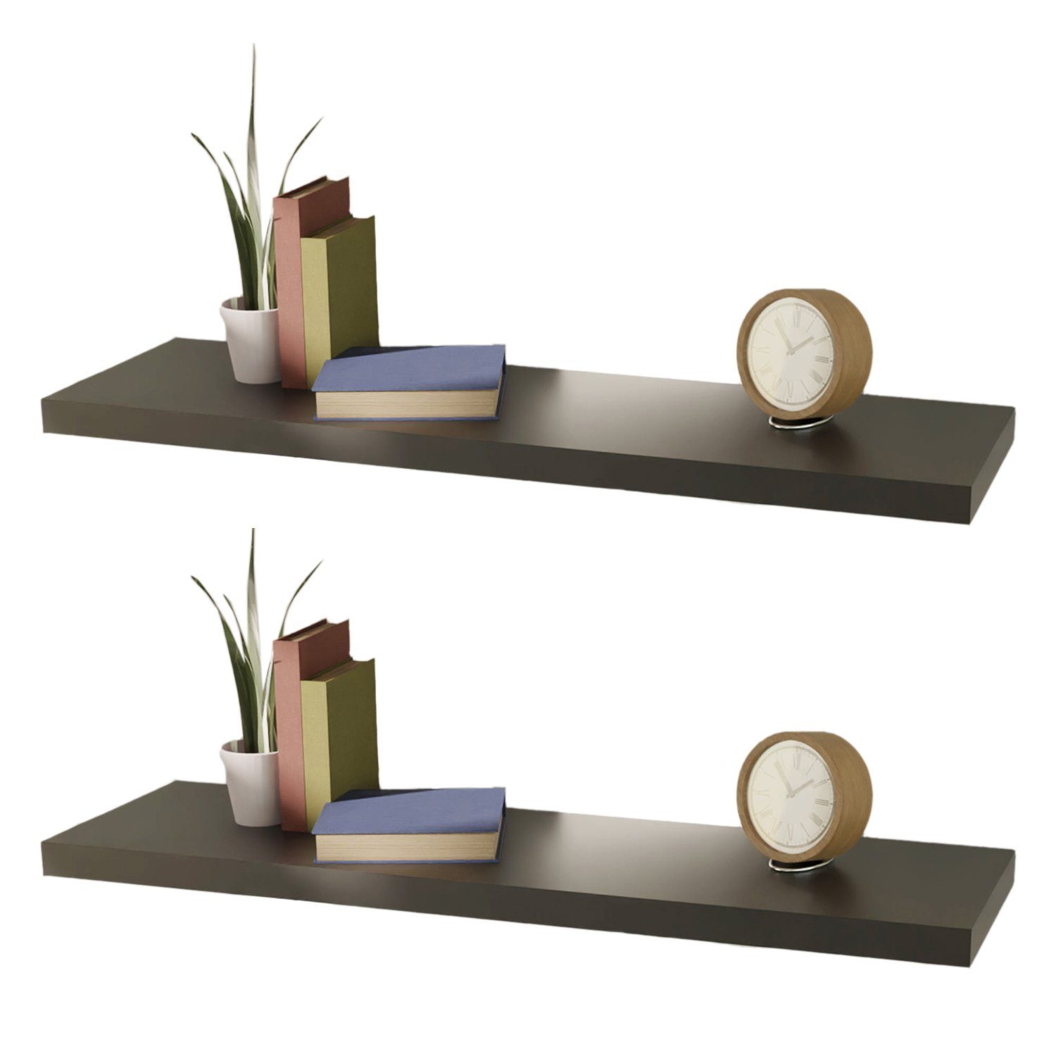Wandregal 2 Stück Wandboard Wandregal Regal Schwarz 100cm MDF B100xH3,8xT23,5cm