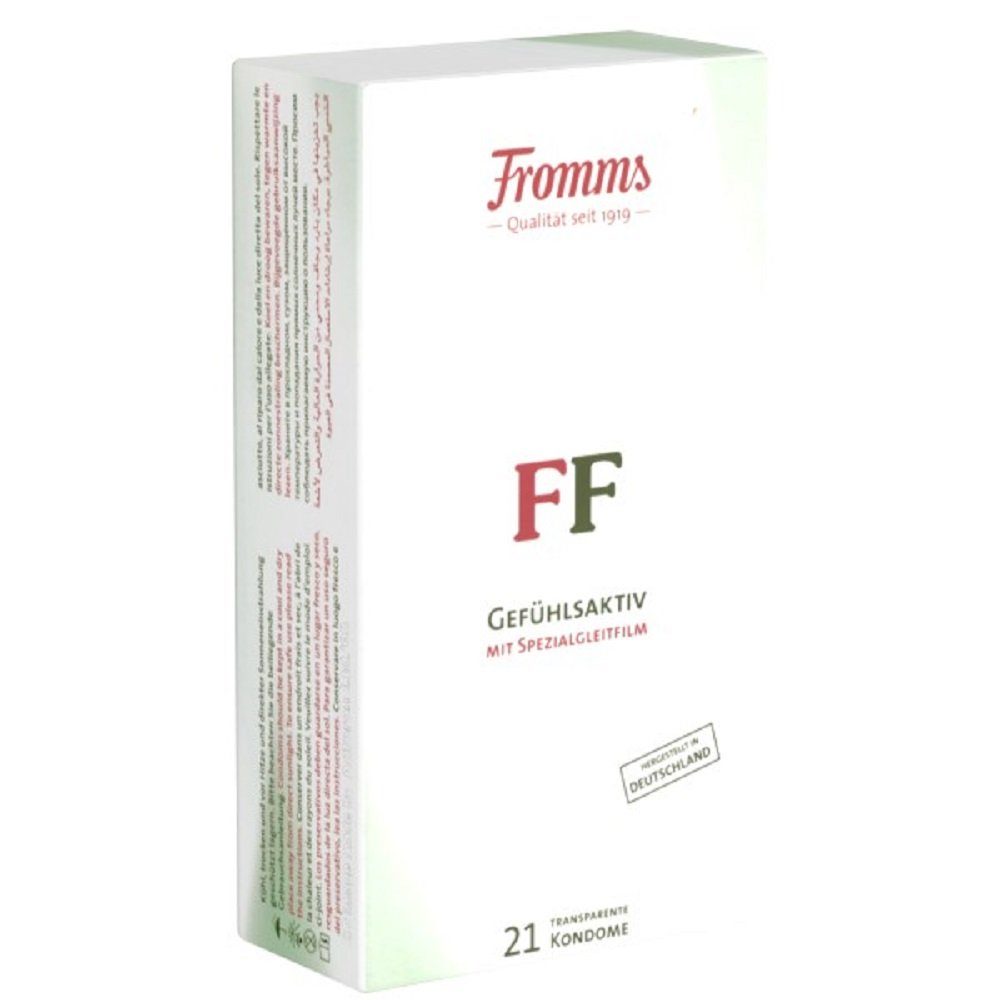 Fromms Kondome FF gefühlsaktiv Packung mit, 21 St., Qualitätskondome aus Deutschland, Kondome mit Spezialgleitfilm