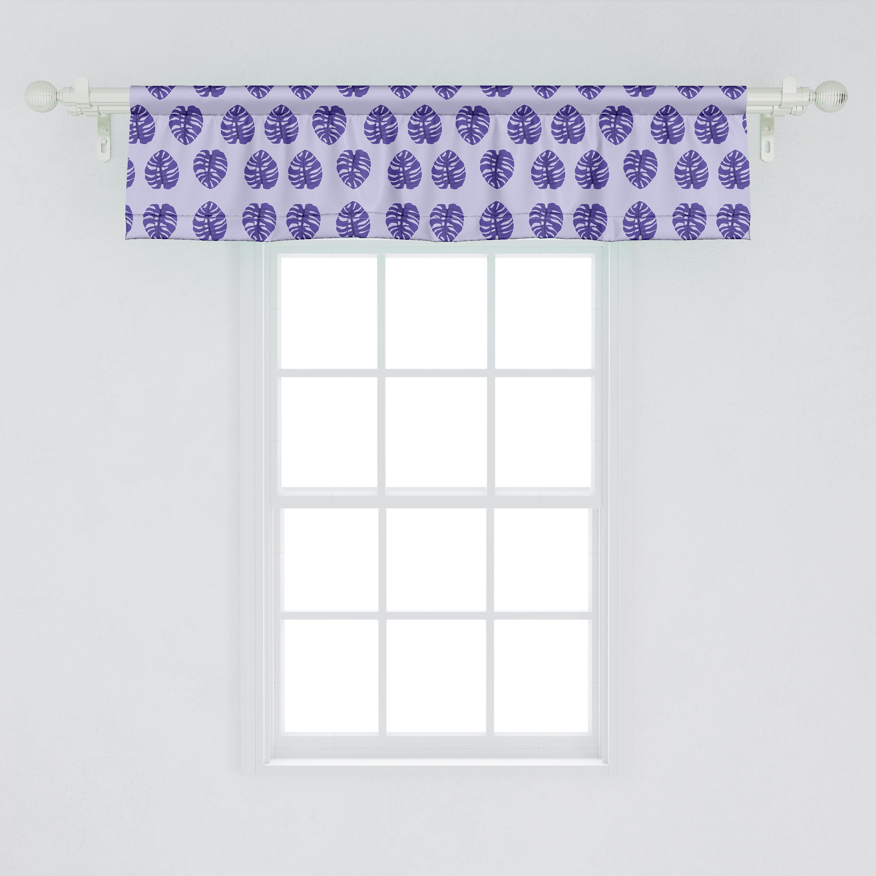 Leaves Blau Volant Stangentasche, für Vorhang Monstera Küche Abakuhaus, Schlafzimmer Microfaser, mit Bilder Exotische Scheibengardine Dekor