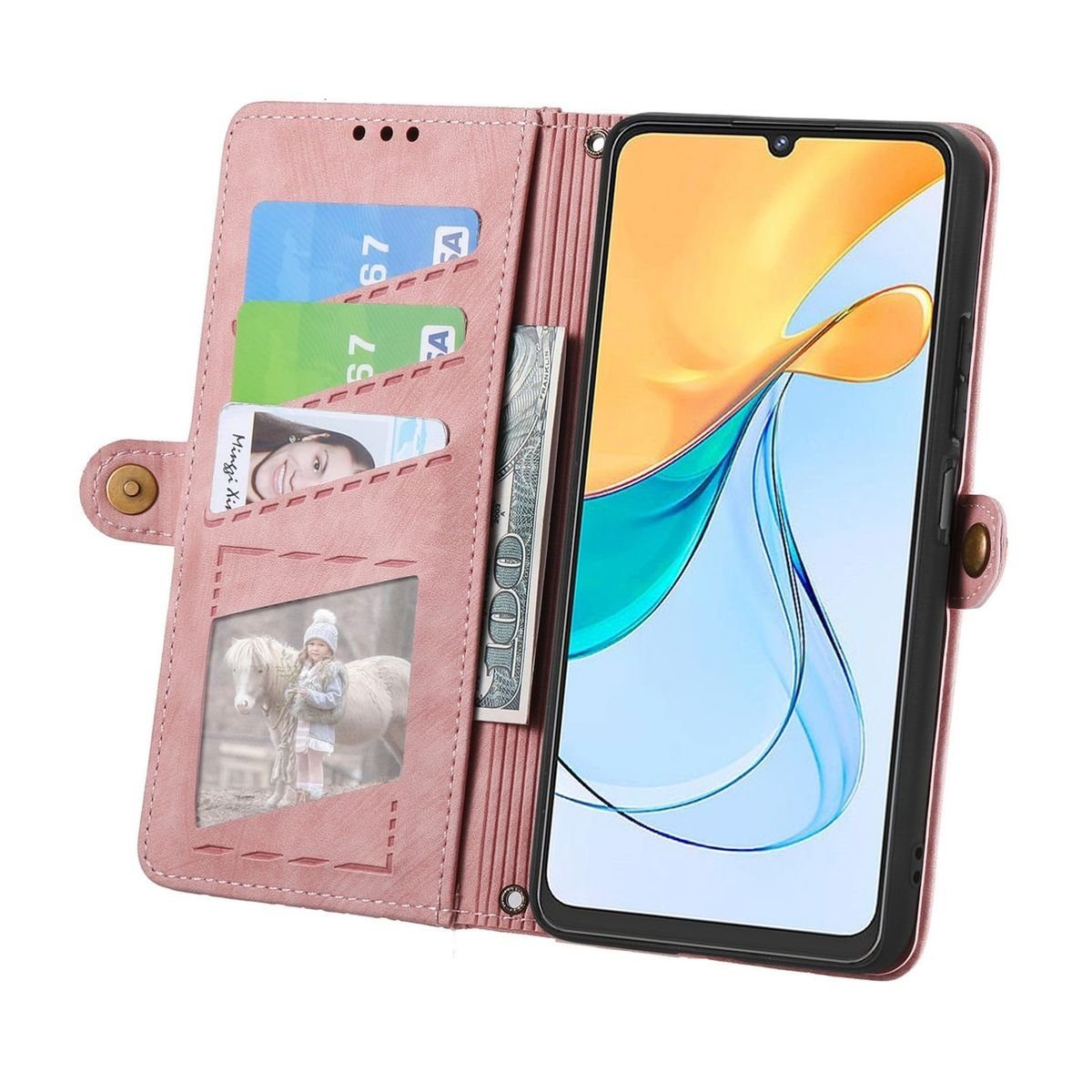 Wigento Handyhülle Für ZTE Blade V50 Vita Kunstleder Zipper Wallet Tasche Schlaufe Schutz