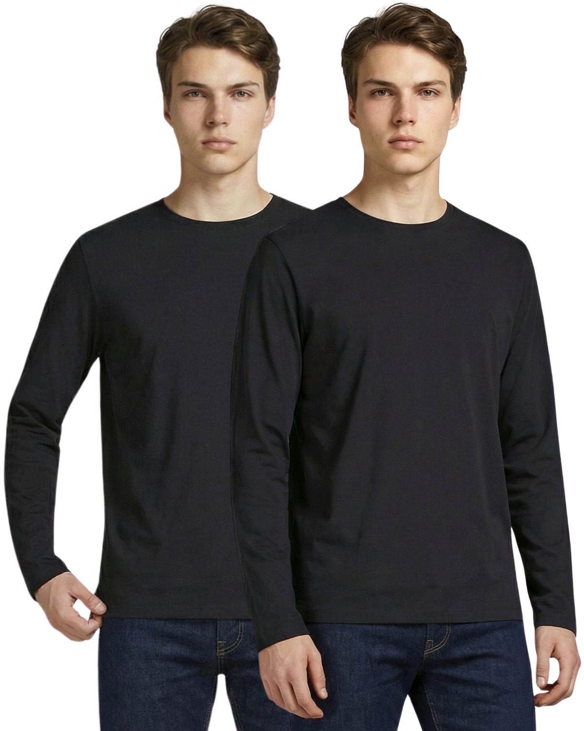 Jack & Jones Langarmshirt (Spar-Set, 2er-Pack) aus Bio-Baumwolle