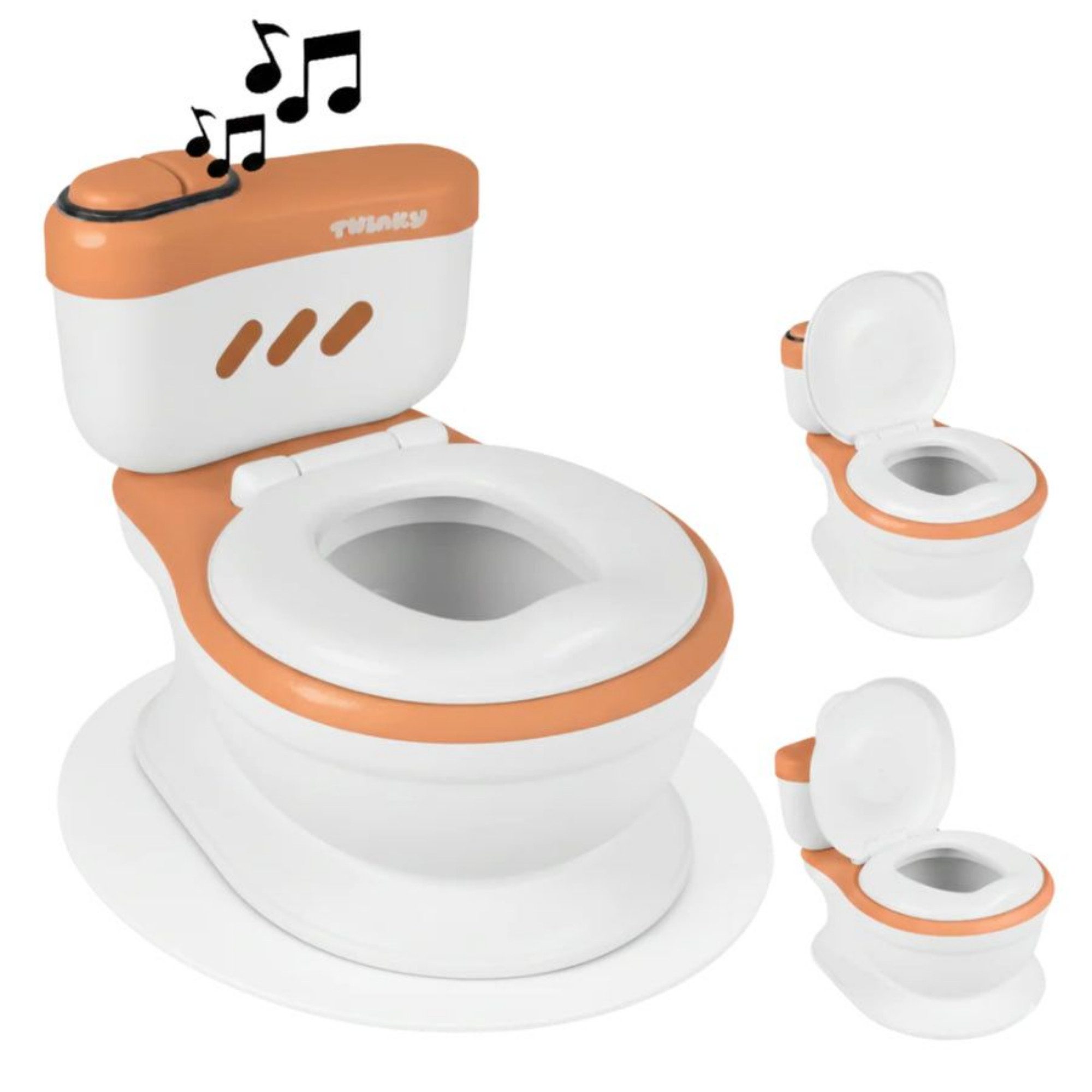 TWINKY Töpfchen 3-in-1 toilettentrainer für kinder Töpfchen mit Musik und Spülknopf, Töpfchen mit Deckel und Toilettenpapierhalter