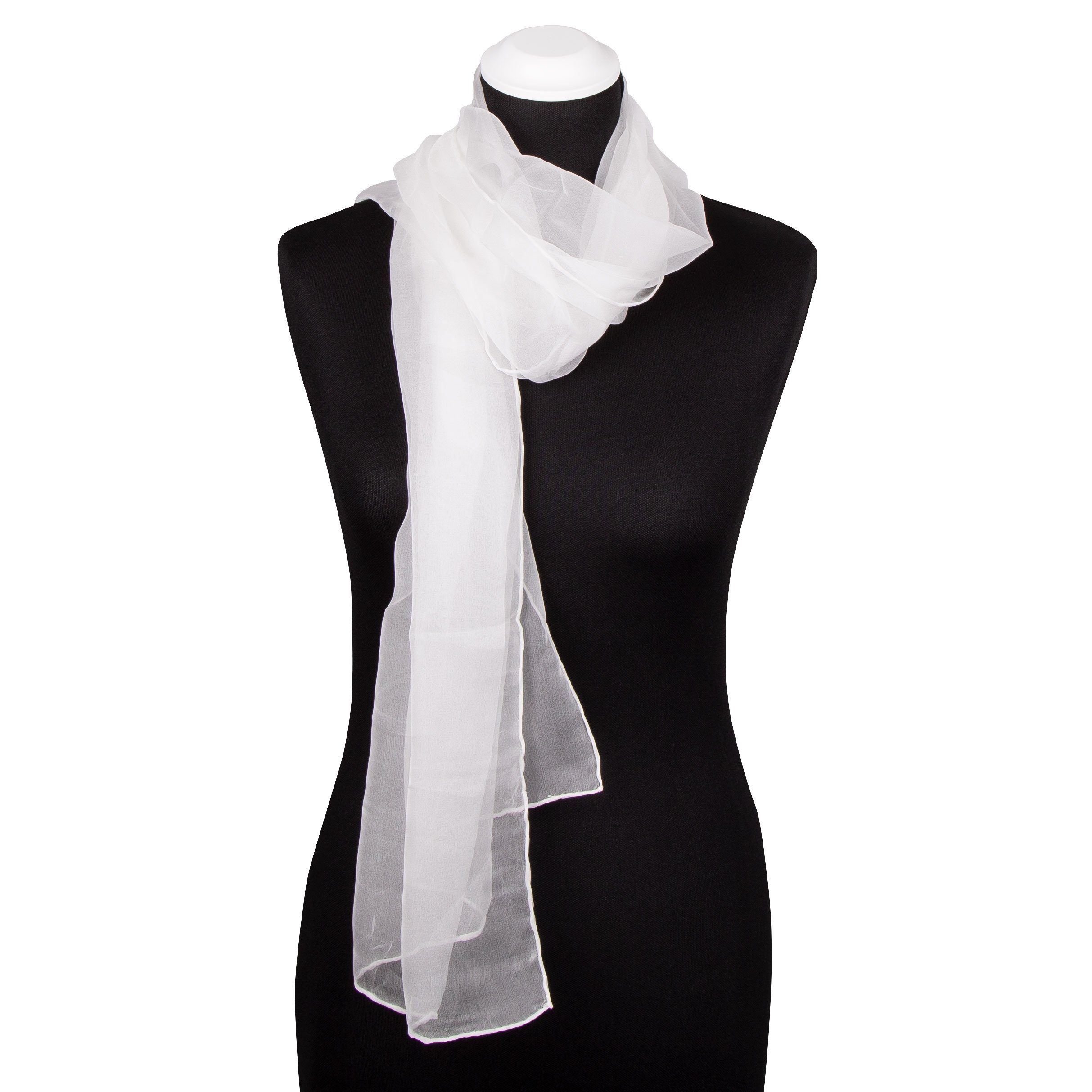 Seidenschal Seidenschal Halstuch Schal Chiffon Naturweiß – Bild 4 von 4