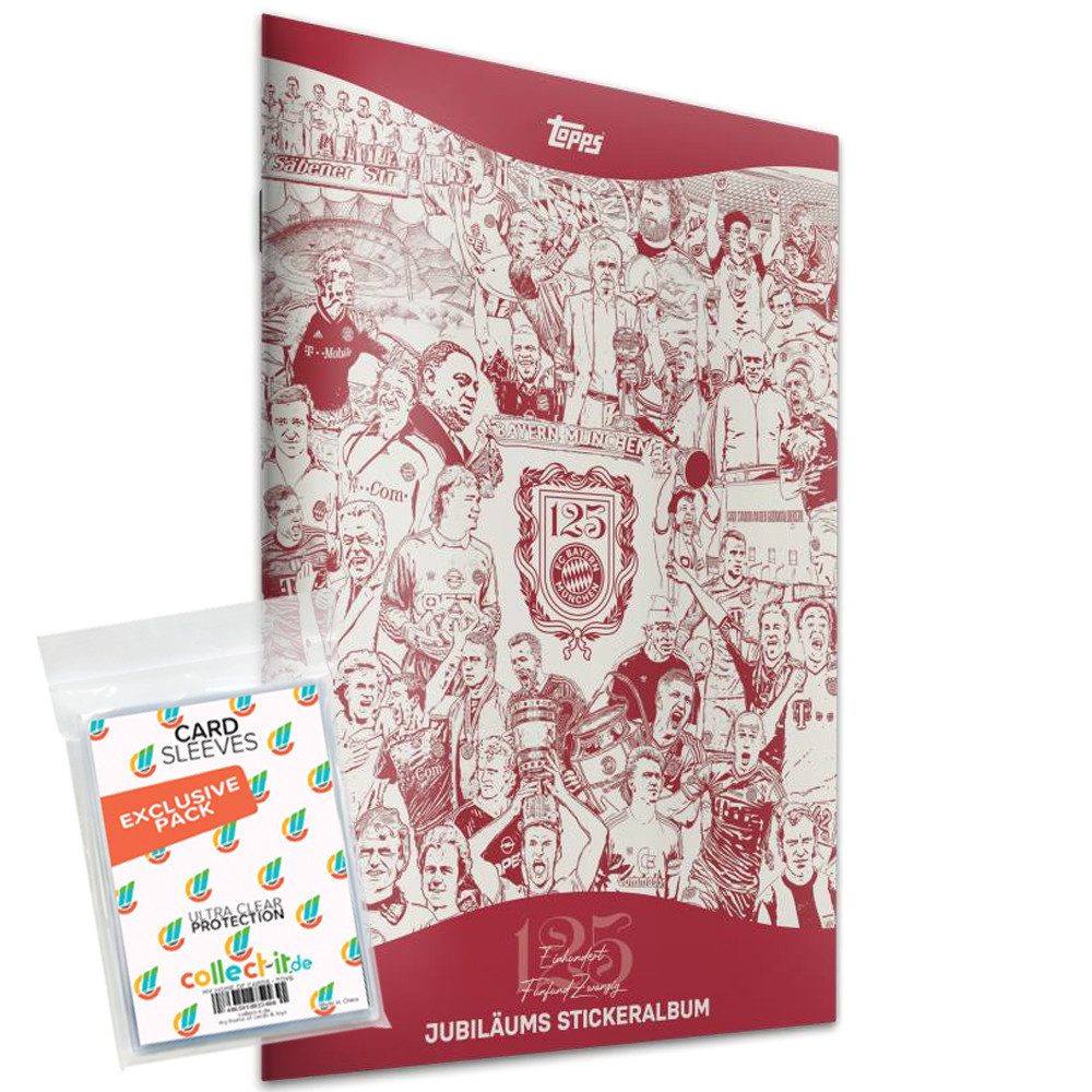 Topps Bücher-Adventskalender FC Bayern München 125 Jahre Sammelsticker 1 Sammelalbum + Sleeves