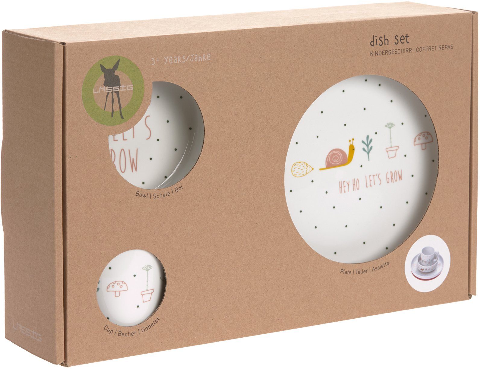 LÄSSIG Kindergeschirr-Set Garden Explorer, Schnecke (3-tlg), 1 Personen, Porzellan, rutschfest – Bild 3 von 5