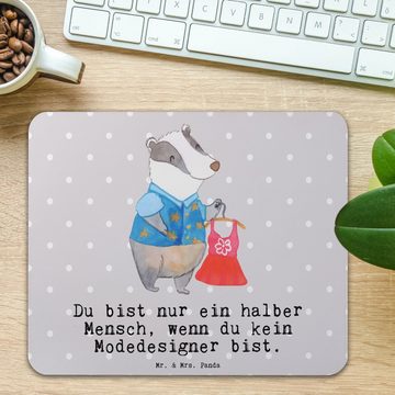 Mr. & Mrs. Panda Mauspad Modedesigner Herz - Grau Pastell - Geschenk, Arbeitszimmer, Kollege, (1-St), Ergonomisch geformt