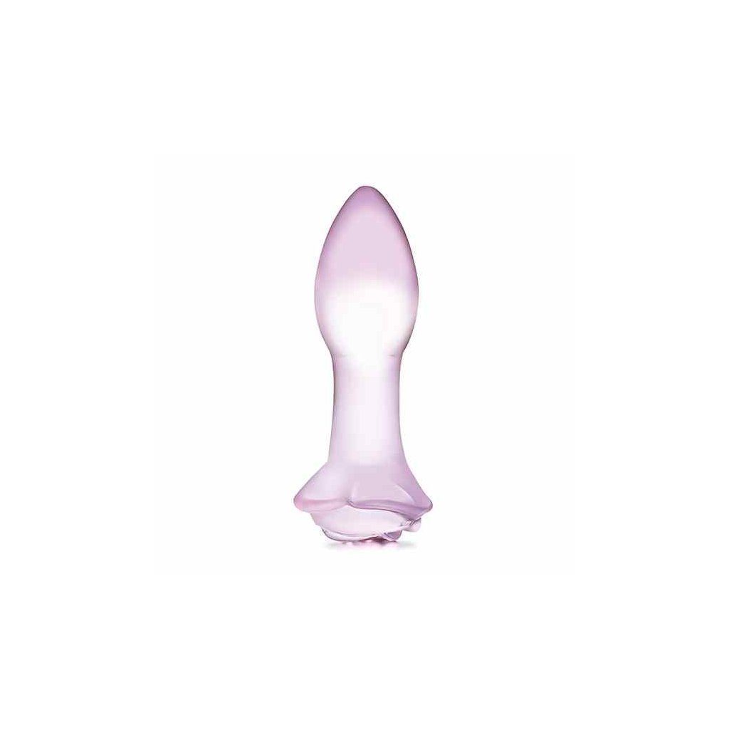 Glas Analplug Glas Rosebud Glass Butt Plug 3,6 cm, Analplug mit Rose als Basis