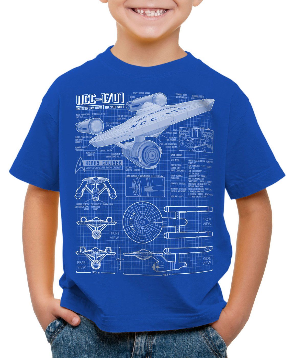 star NCC-1701 pike blau Print-Shirt style3 Kinder T-Shirt trekkie christopher trek