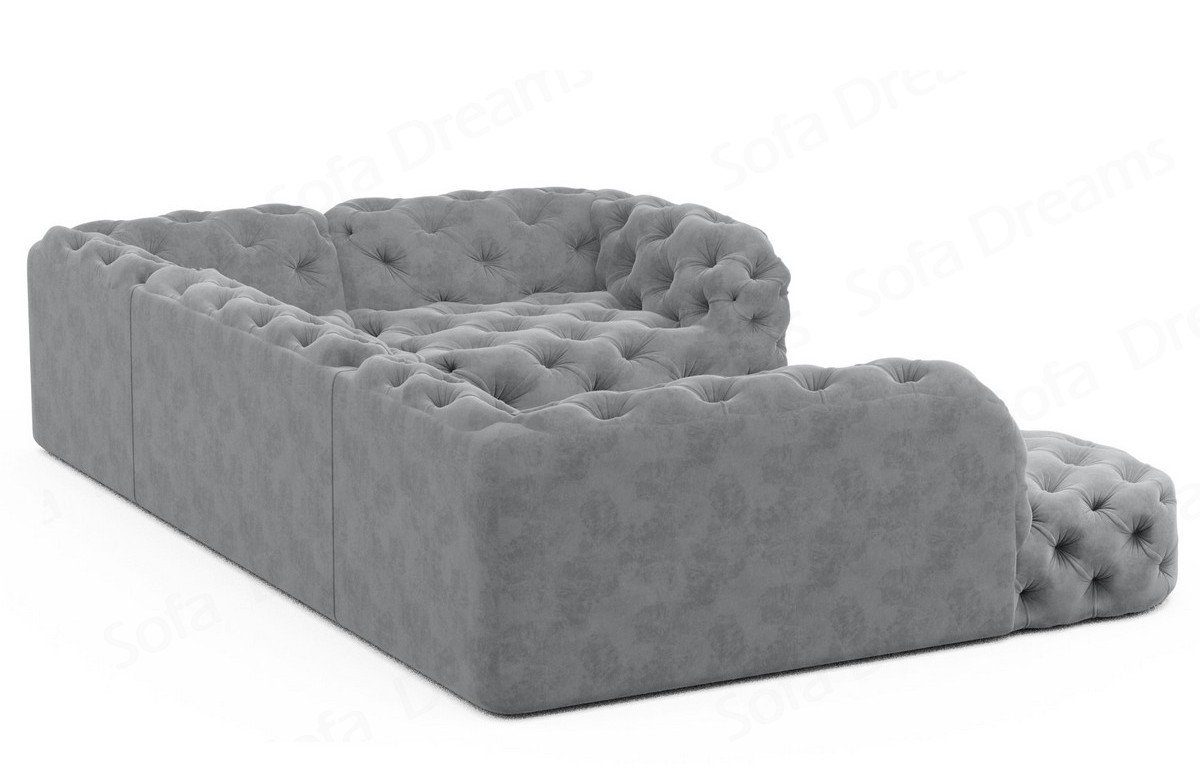Sofa Dreams Wohnlandschaft Stil Couch hellgrau84 Lanzarote Stoffsofa, Chesterfield U Form Design Sofa Couch Stoff im