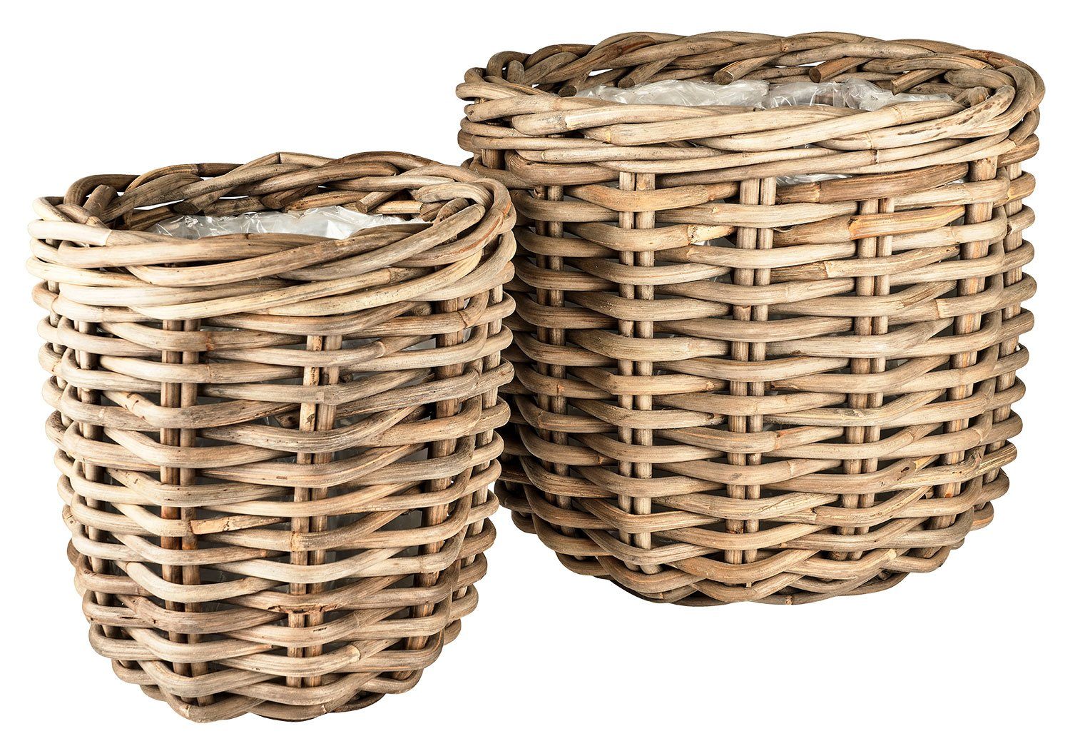 Blumentopf Pflanzenkorb Set 2 Stk. Rattan Höhe 42 Ø 38 cm / Höhe 47 cm Ø 52 cm