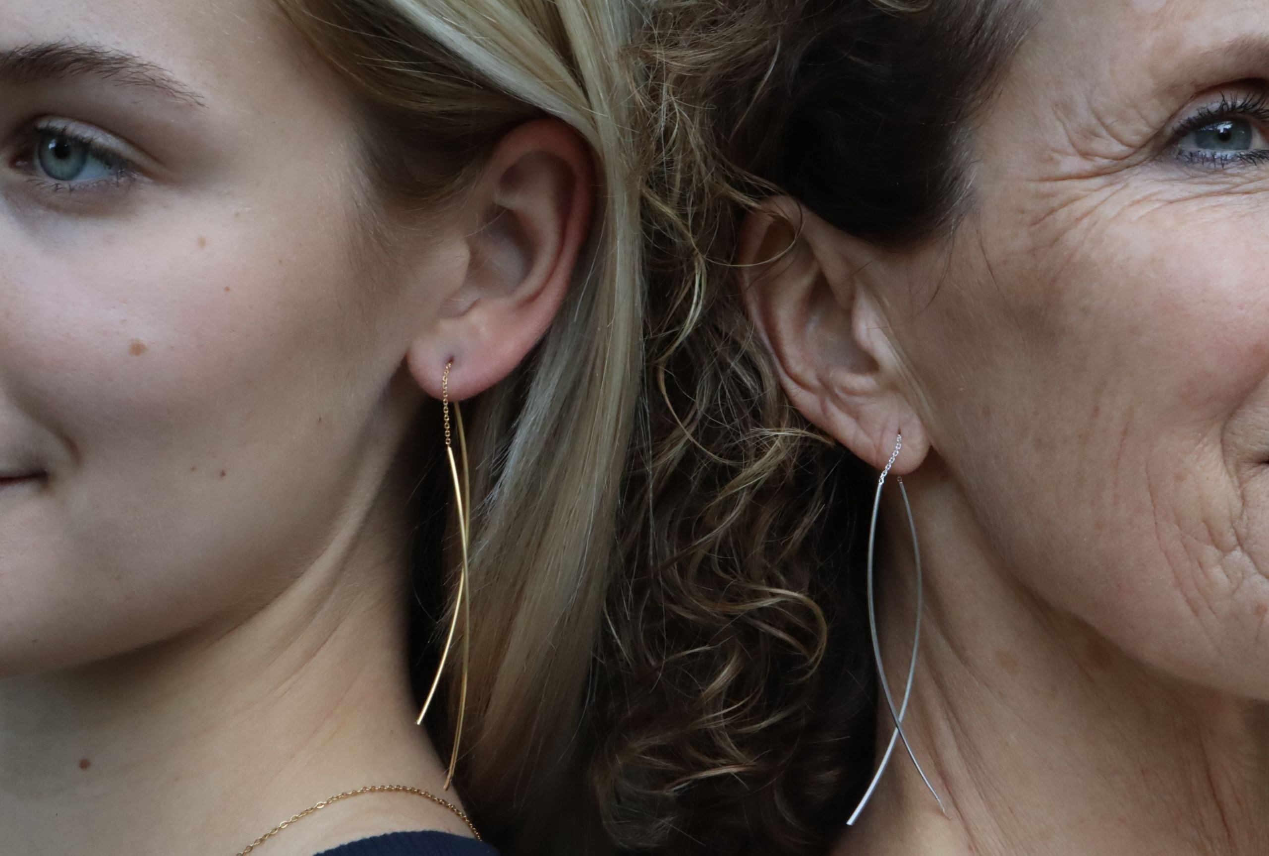SILBERMOOS Paar Ohrhänger Moderne Ohrhänger zum Durchziehen, 925 Sterling Silber