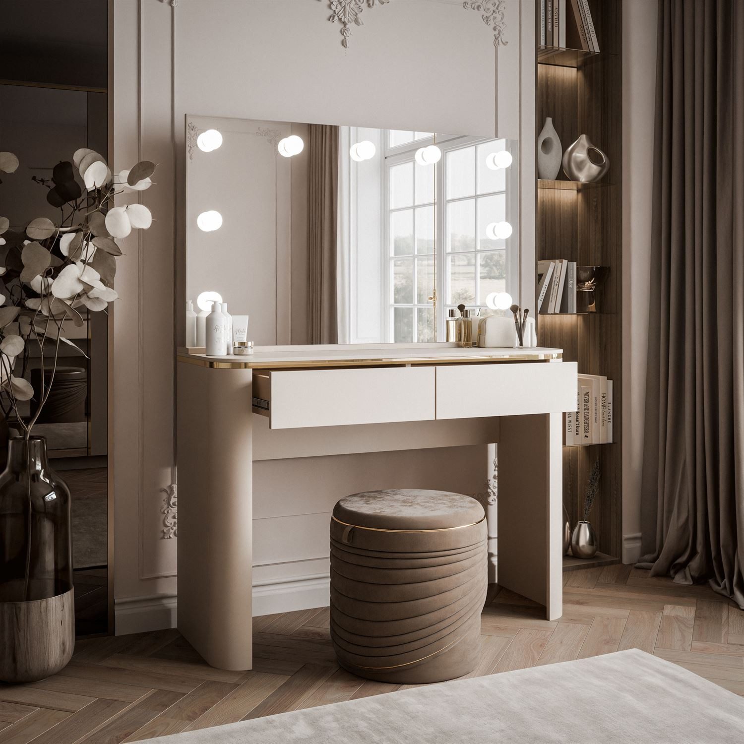 Lookway Schminktisch AVELINE ELITE mit Spiegel und LED-Beleuchtung