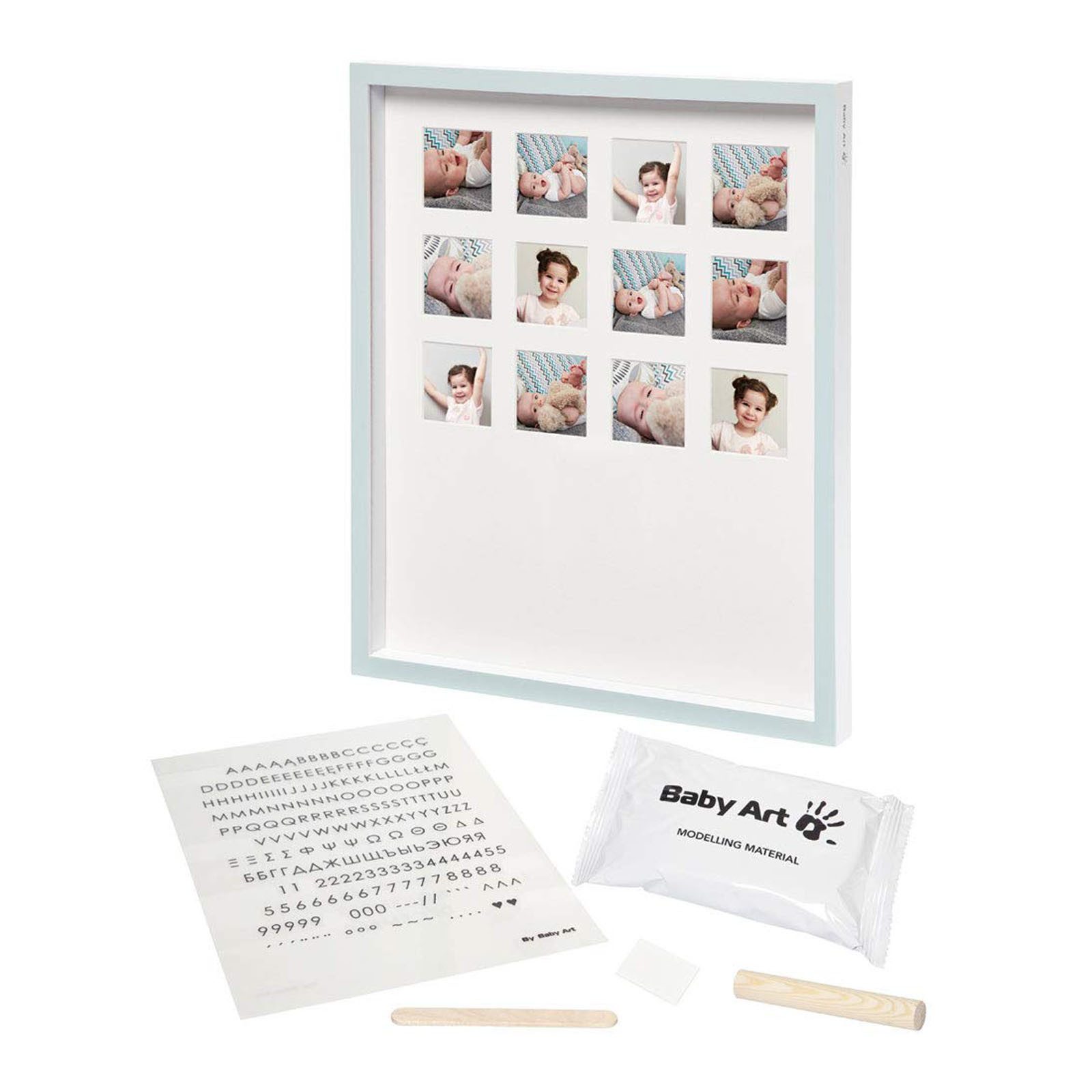 BABY ART Handabdruck-Set Baby Hand & Fuß Gipsabdruck Fußabdruck Handabdruck, Komplettset mit Bilderrahmen für 12 Fotos