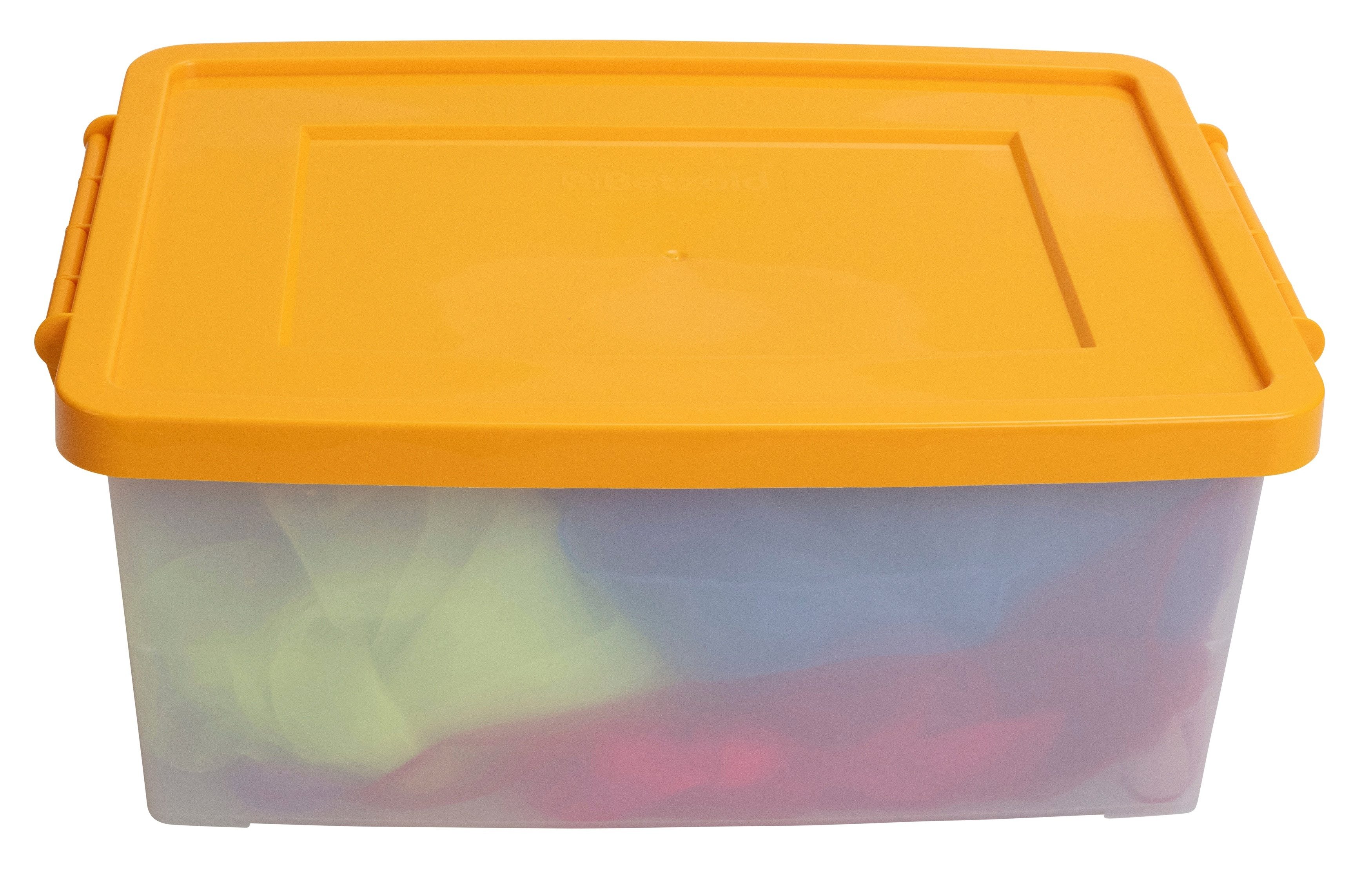 Betzold Aufbewahrungsbox Aufbewahrungsbox, 16 x 39,5 x 27,5 cm, weiß-transparent, farbiger Deck