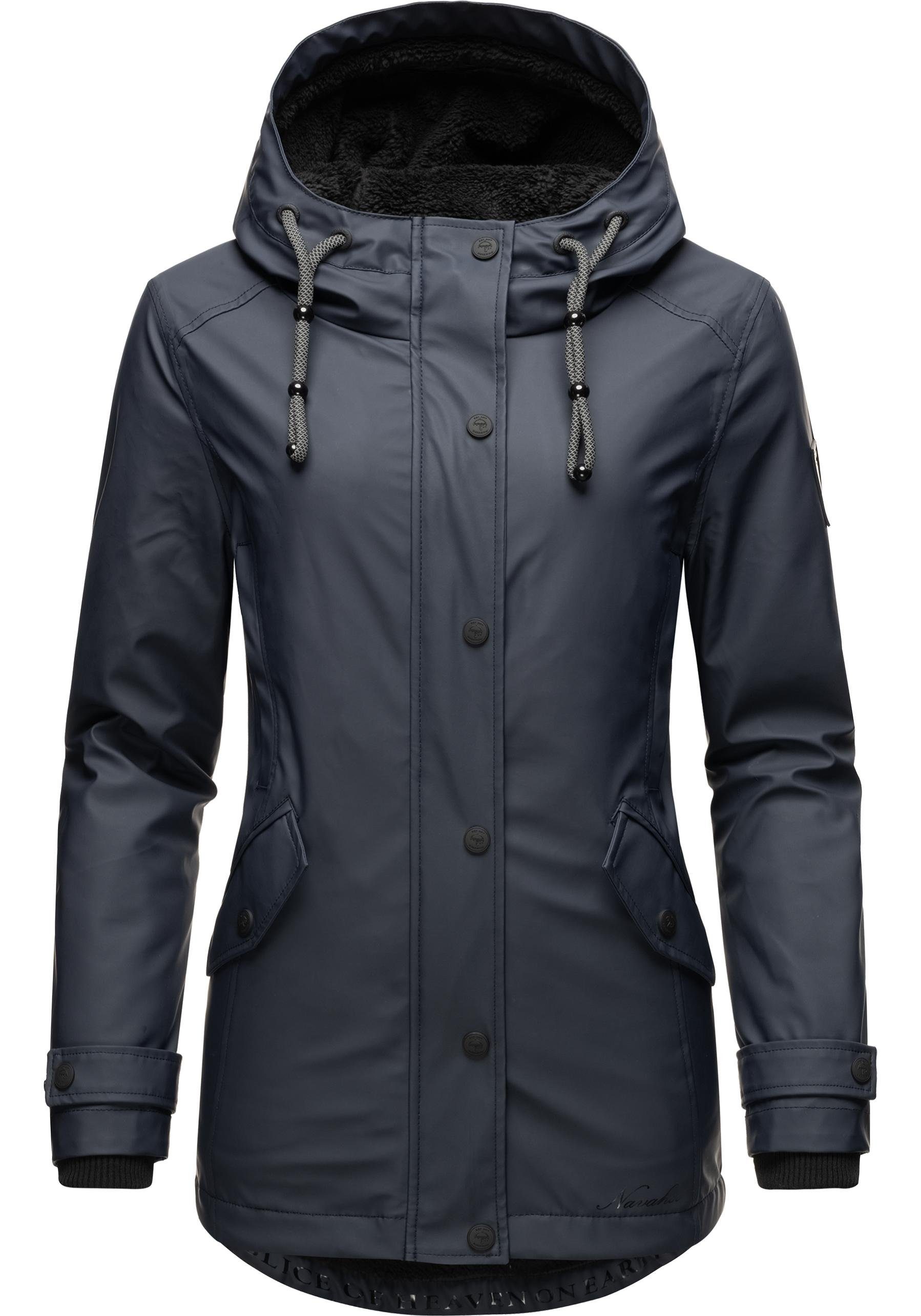 Navahoo Regenjacke Lindraa stylische mit d. gefütterter Teddyfell, Outdoorjacke Winter Winter wasserdichte Kurzmantel f. Mitteldick Parka