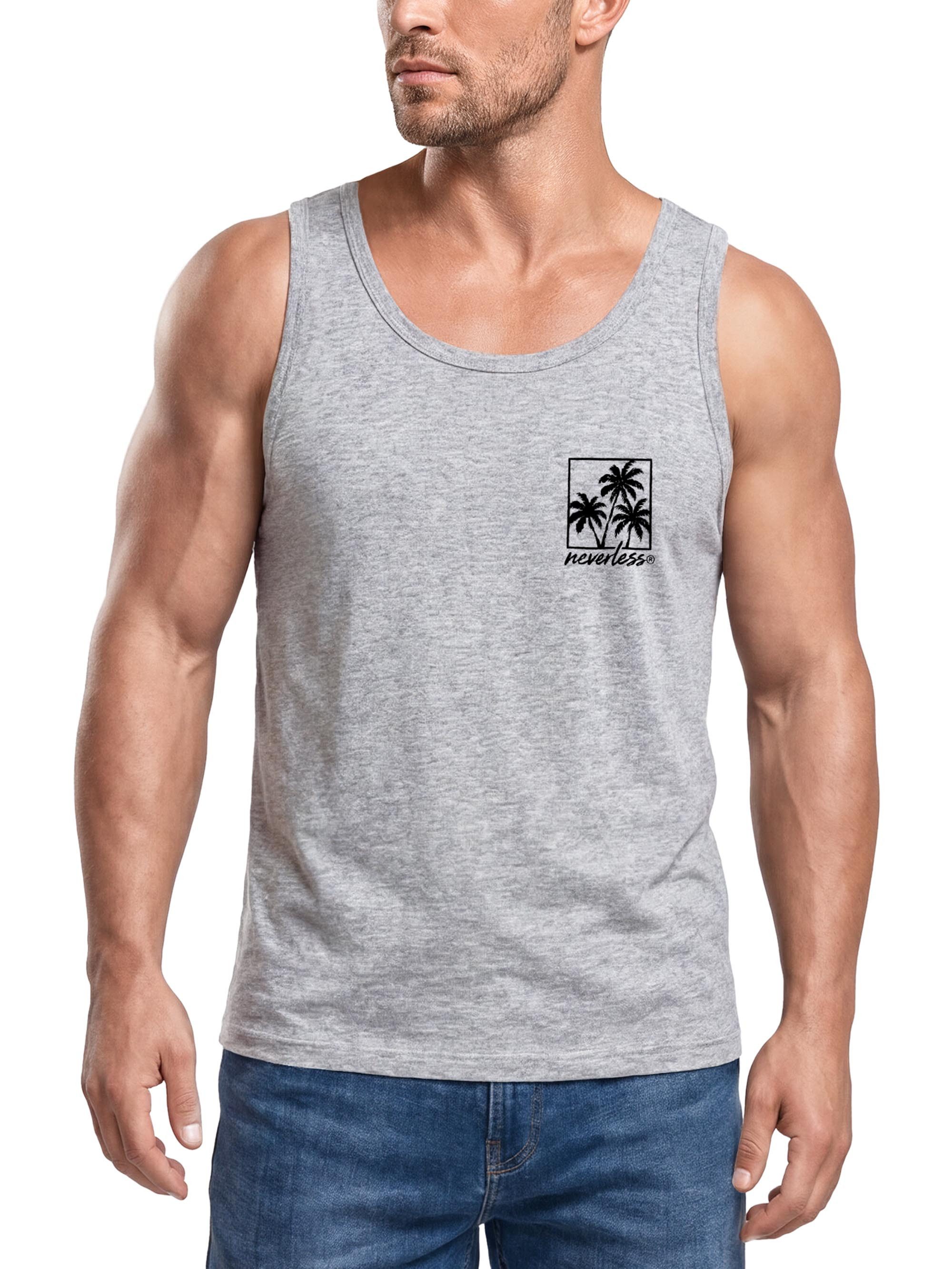Neverless Tanktop Tanktop Herren mit Grafik-Print - Design Logo Palmen - Trägershirt mit Print