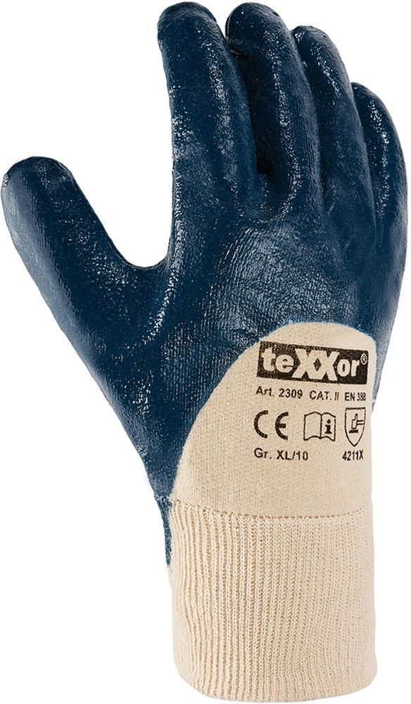 teXXor Arbeitshandschuh-Set Nitril-Handschuhe Strickbund