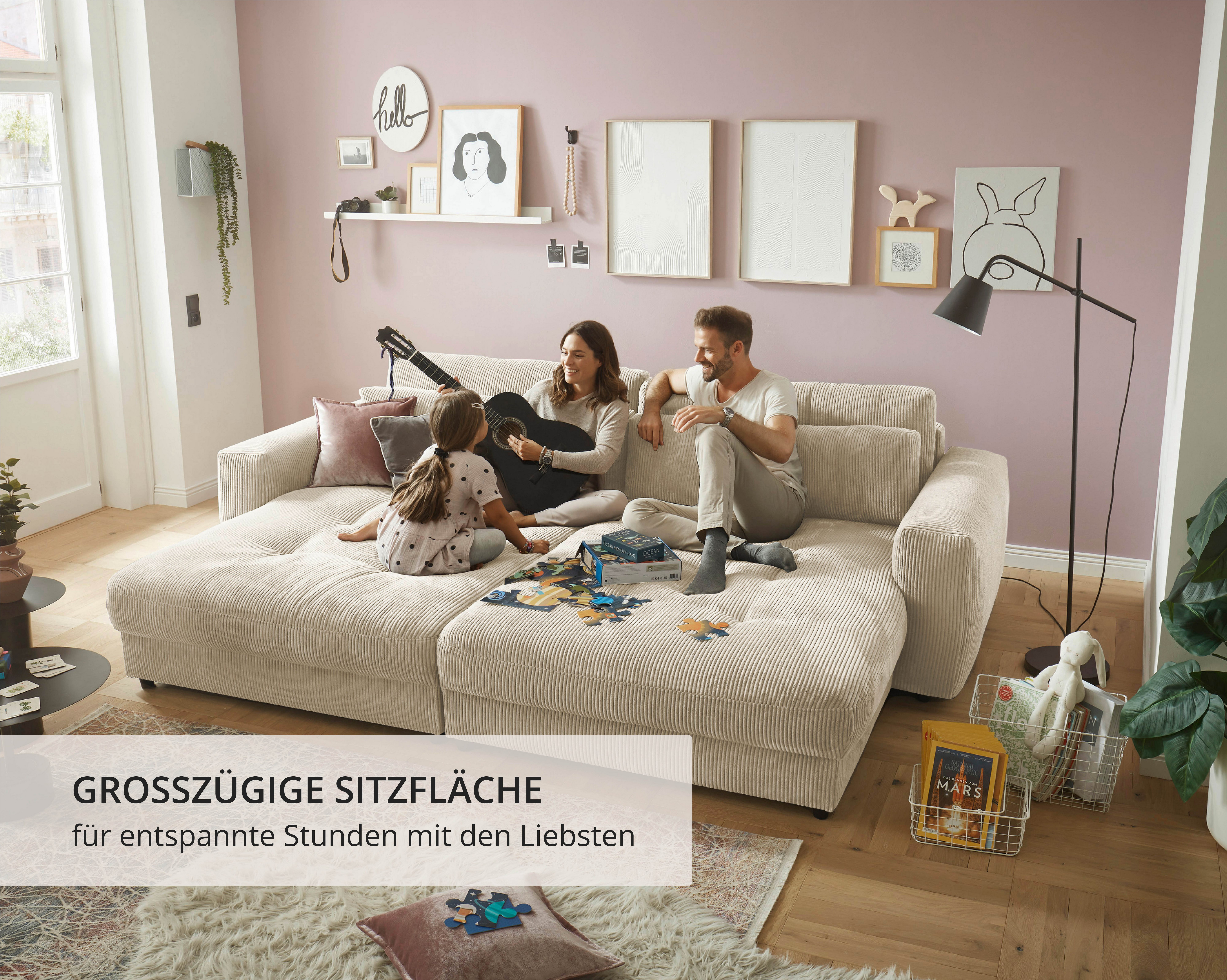 ED EXCITING DESIGN Big-Sofa Loveseat, 2-Sitzer, Barura, Breite 292, 2 Teile, Big-Sofa mit 2 Nierenkissen
