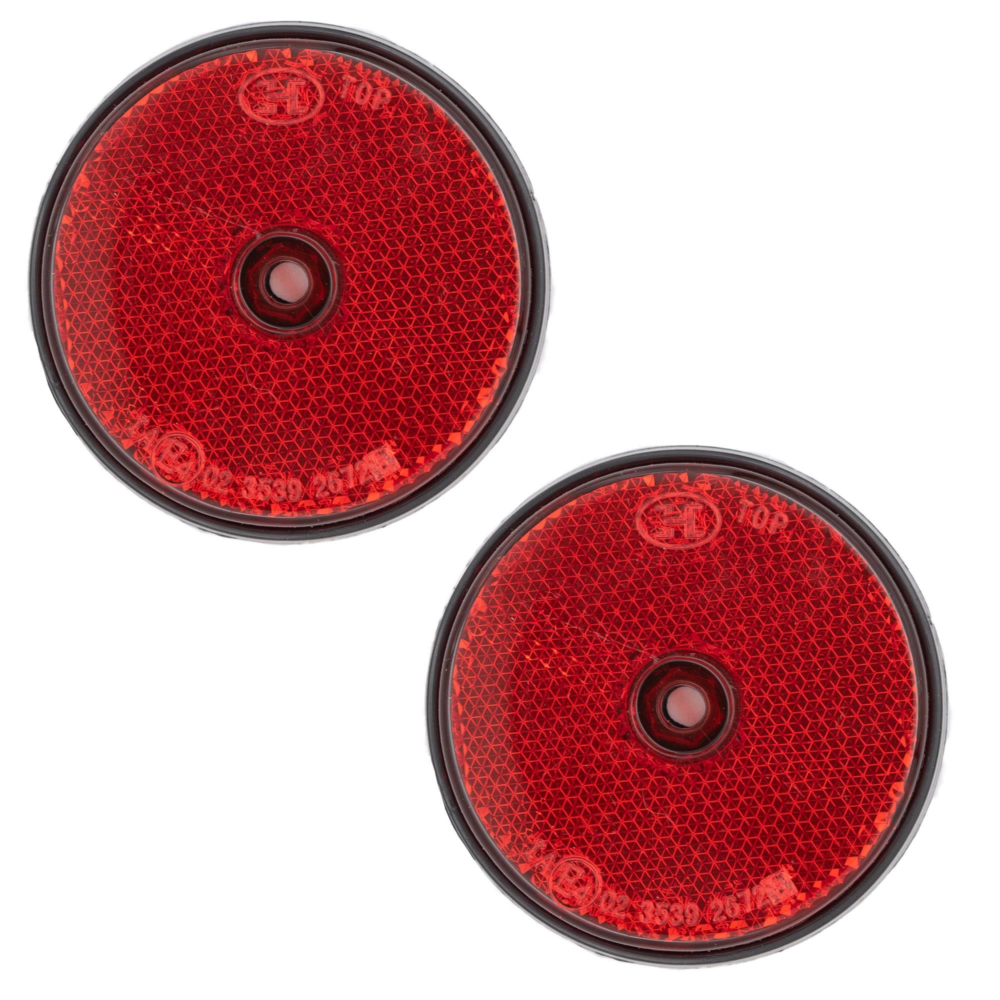 Blitzlichtreflektoren 2x Reflektor Anhänger Rot Rund 60mm Rückstraher