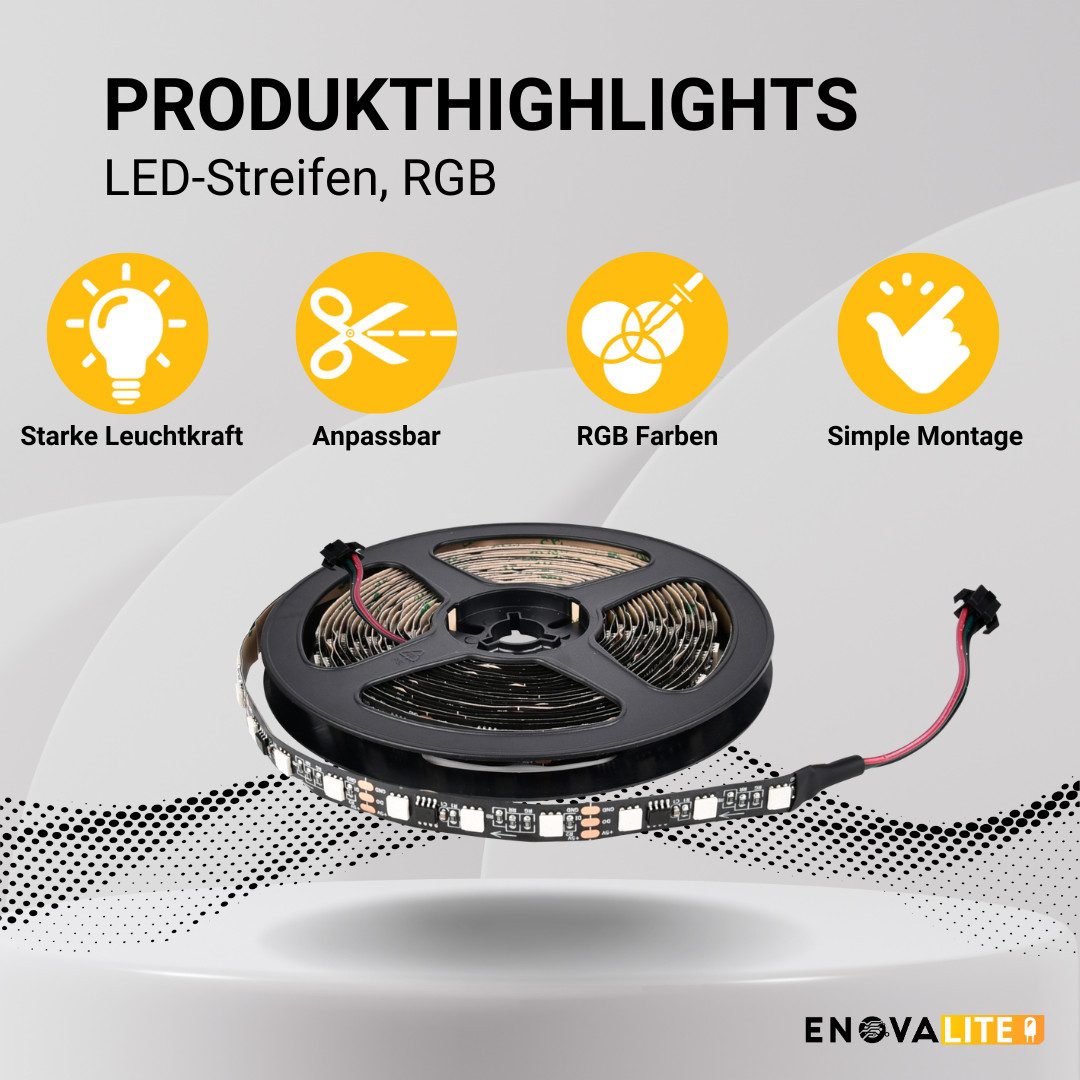 ENOVALITE LED-Streifen ENOVALITE LED-Streifen 2 W/m RGB einstellbar in bunt (RGB)