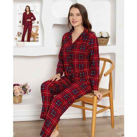 Selef Creation Pyjama Schlafanzug Homewear Pyjama Karo Hemd langen Ärmeln langen Hosen