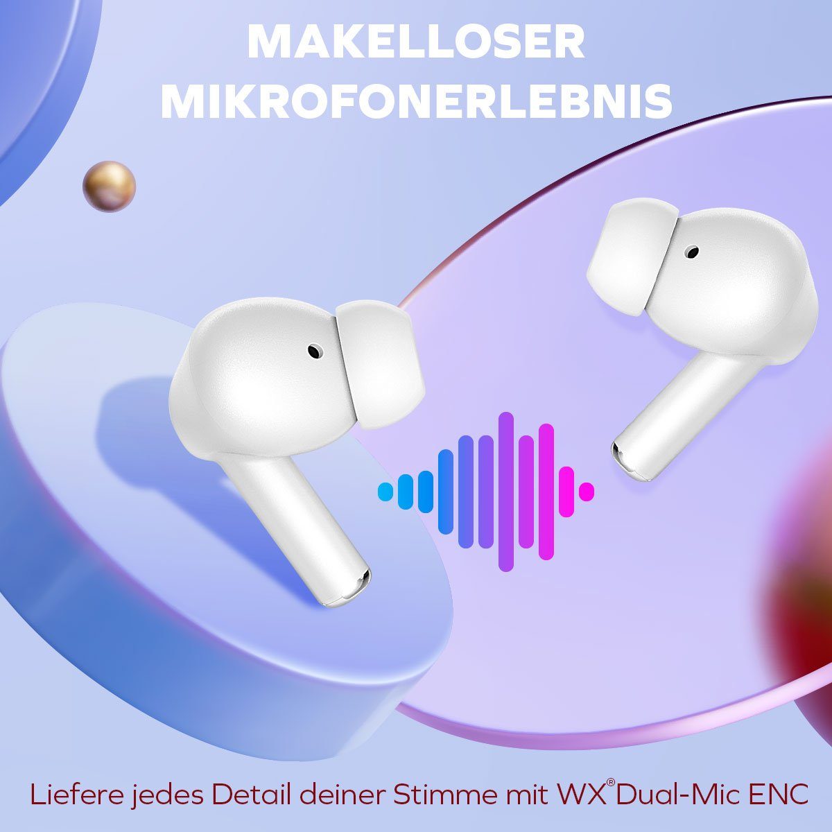 Woyax Pro Bluetooth Kopfhörer mit IPX5 Ohrhörer (HD Stereoklang ENC, Wasserdicht, Mikrofon LED, in und Arbeit, In-Ear-Kopfhörer Bass) Sport für Tiefer HiFi ear Indicateur 4