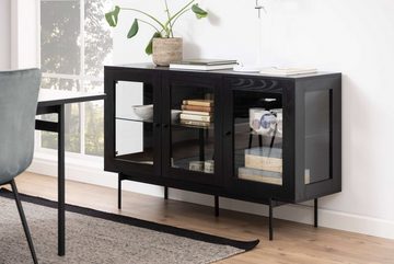 ACTONA GROUP Anrichte Angus, Sideboard, Eschenoptik, Metallsockel, 3 Glastüren, 2 Einlegeböden