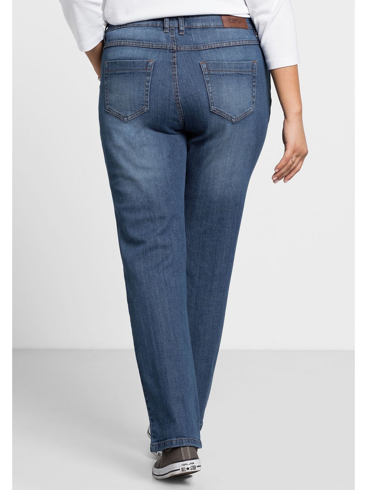 Sheego Stretch-Jeans Große Größen »Die Gerade« mit Used-Effekten