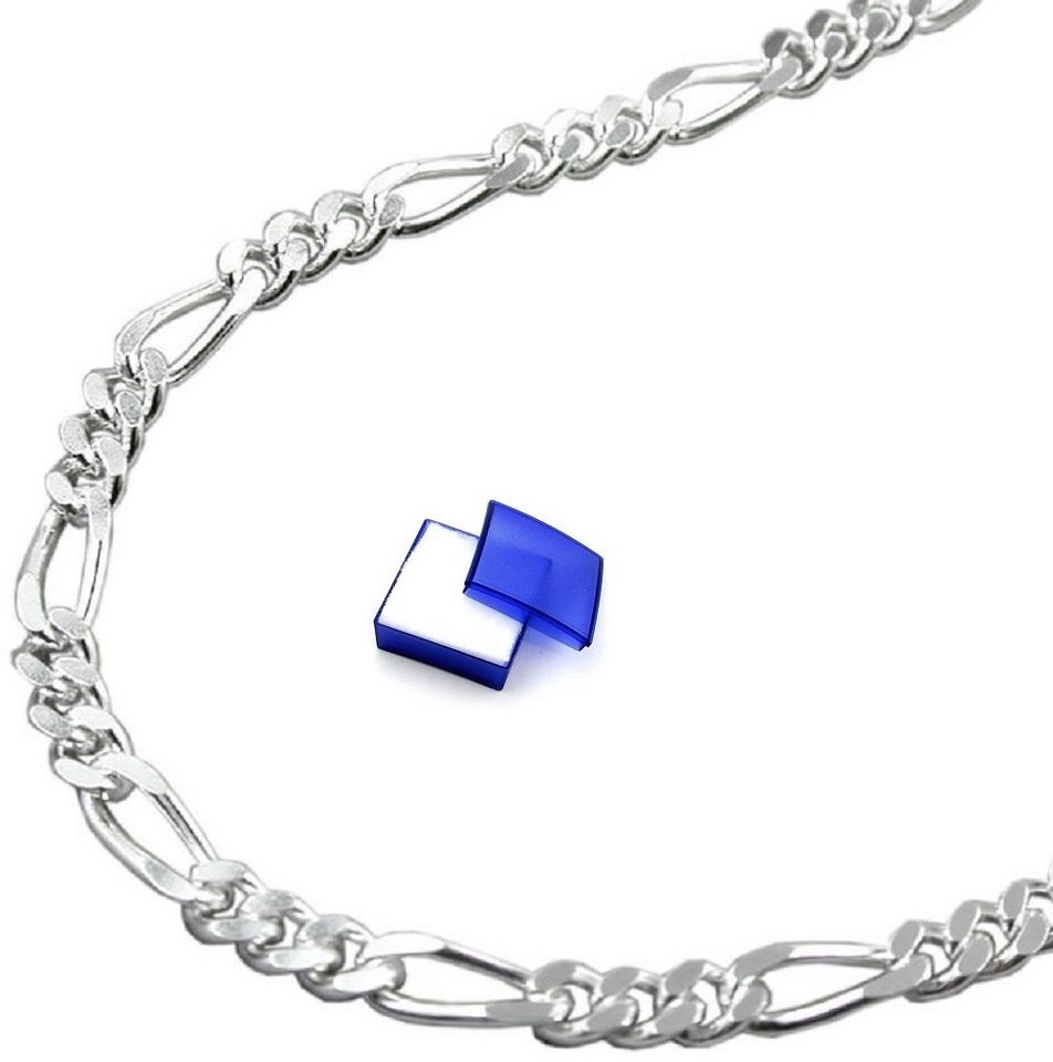 unbespielt Silberkette Halskette 3 mm Figaro Kettenmuster 925 Silber 60 cm  inkl. Schmuckbox, Silberschmuck für Damen und Herren