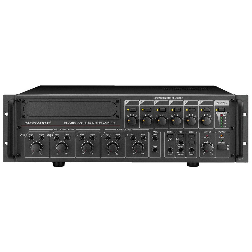 Monacor Monacor PA-6480 ELA-Verstärker 480 W 6-Zonen Mischverstärker