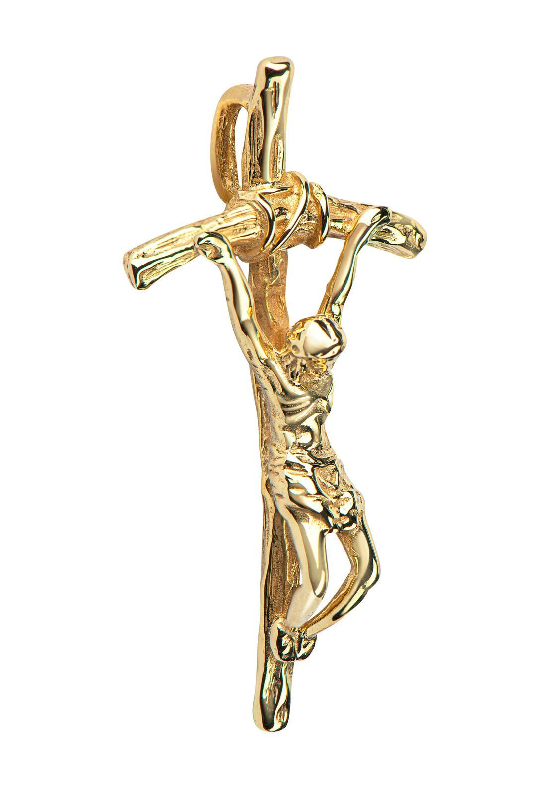 Kettenanhänger Silberanhänger, und Kruzifix Herren), JEVELION in vergoldet Germany Silber Anhänger für - Damen Kreuzanhänger (vergoldeter Made