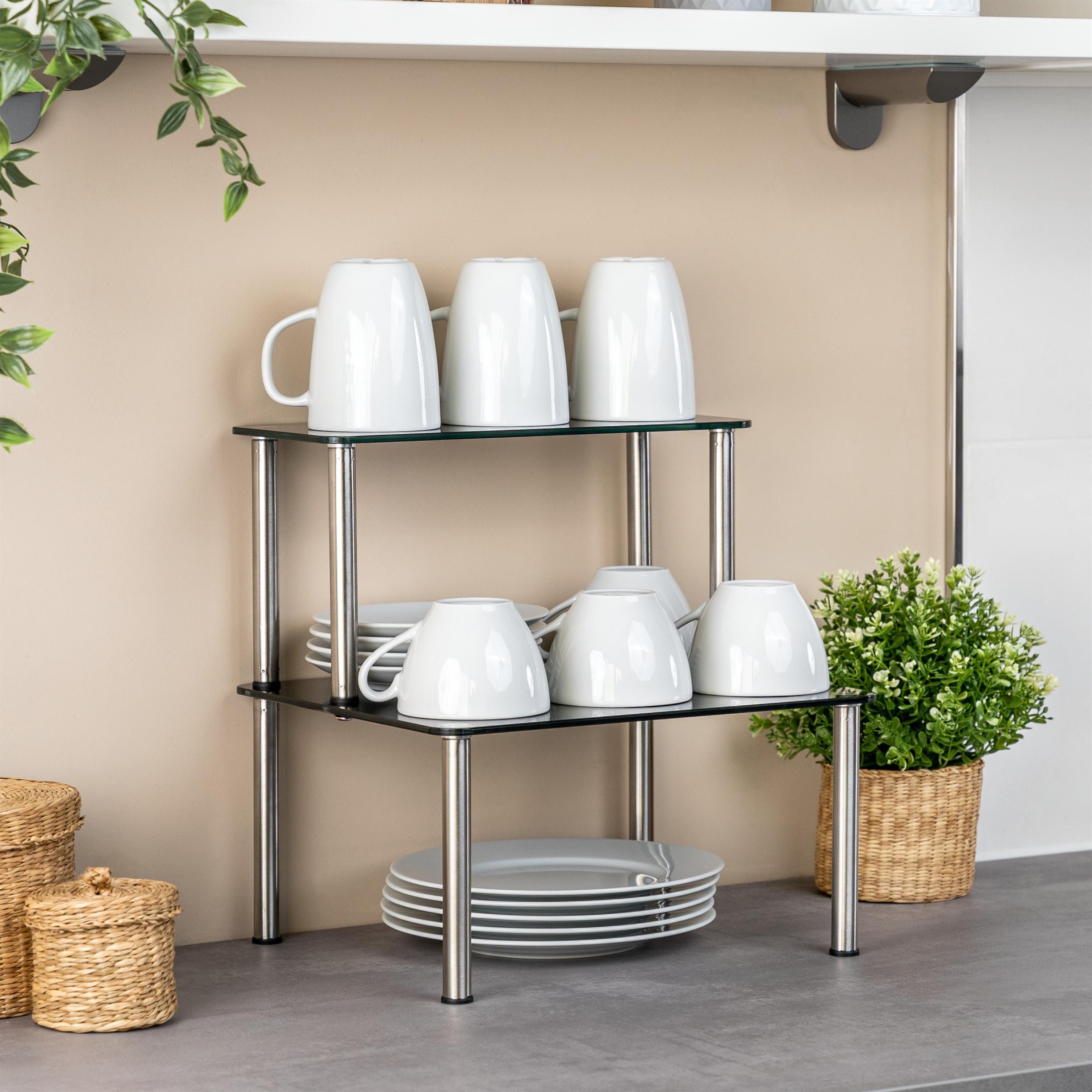 bremermann Küchenregal Glas-Regal, Küchenregal 2 Ebenen, Glas/Edelstahlfüße günstig online kaufen