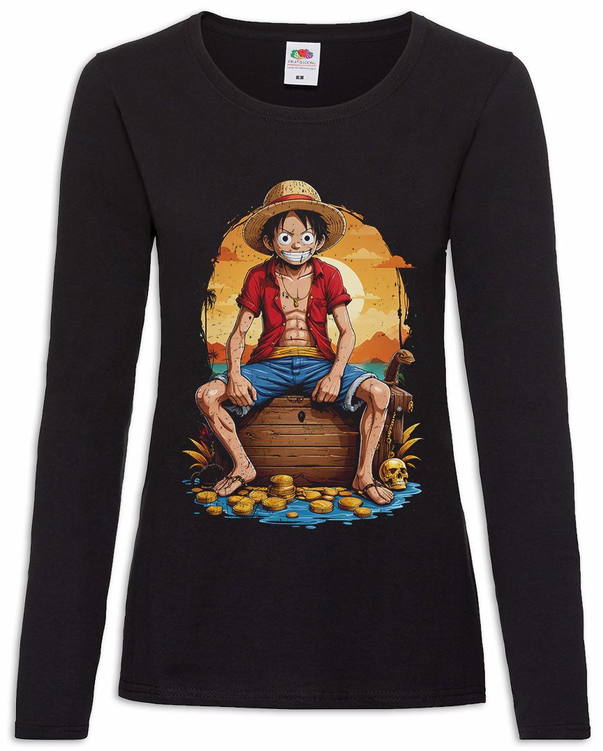 Langarmshirt Monkey Smile Ruffy Damen Langarmshirt One Pirate Adventure Anime Piece