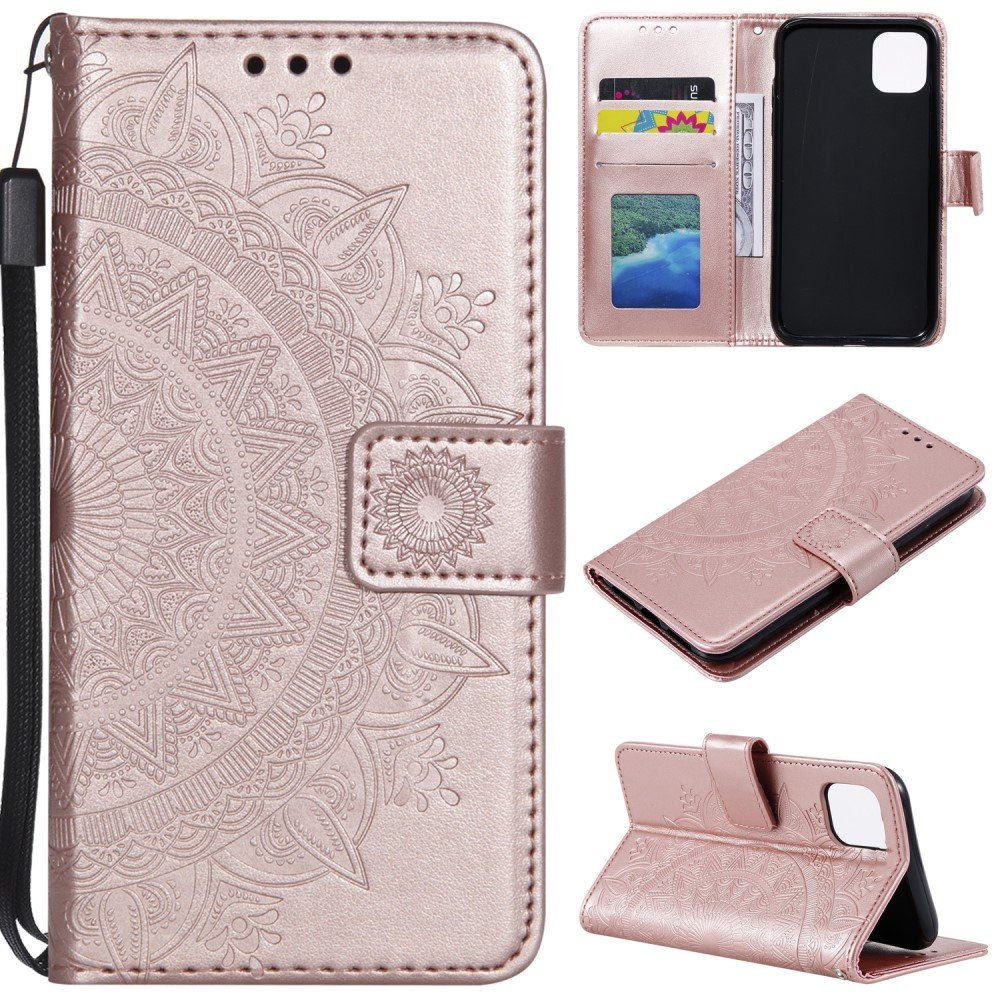 CoverKingz Handyhülle Hülle für Apple iPhone 13 Handyhülle Flip Case Cover Tasche Mandala 15,2 cm (6 Zoll), Klapphülle Schutzhülle mit Kartenfach Schutztasche Motiv Mandala