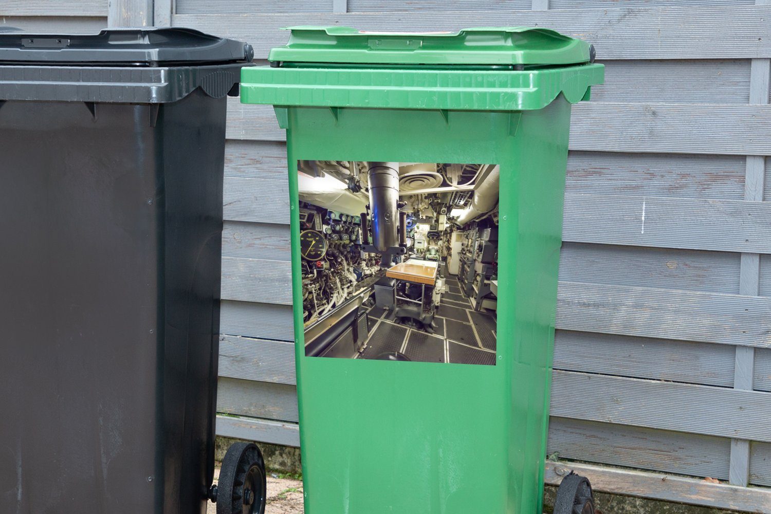Mülleimer-aufkleber, MuchoWow eines Container, Mülltonne, Das Innere Abfalbehälter (1 alten Wandsticker St), Sticker, U-Boots