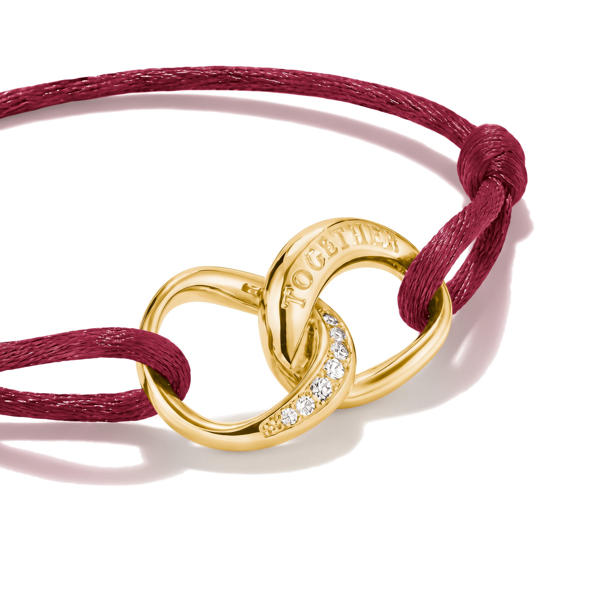 THOMAS SABO Armband Together Textilarmband gelbgoldfarben, mit Zirkonia (synth)