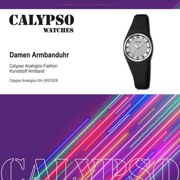 CALYPSO WATCHES Quarzuhr Calypso Damen Uhr K5752/6 Kunststoffband, Damen Armbanduhr rund, Kunststoff, PUarmband schwarz, Fashion