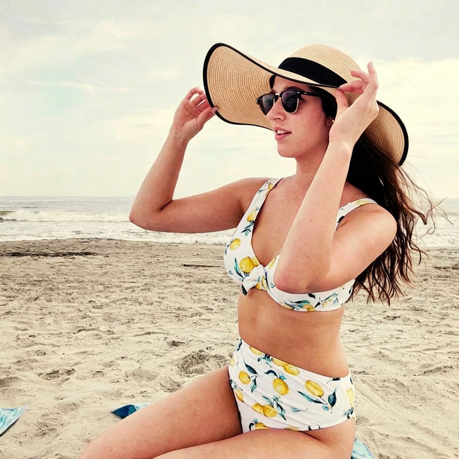 Mutig Strohhut Damen Breit Krempe Strohhut, Faltbarer Schutz Strandhut Sommerhut (Elegant Sommer Hut Sonnenhüte, Leicht, Atmungsaktiv) für Reisen Urlaub Strand