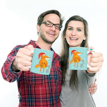 Mr. & Mrs. Panda Kinderbecher Fuchs Weihnachten - Türkis Pastell - Geschenk, Kindergarten Tasse, Ou, Kunststoff, Bruchfest